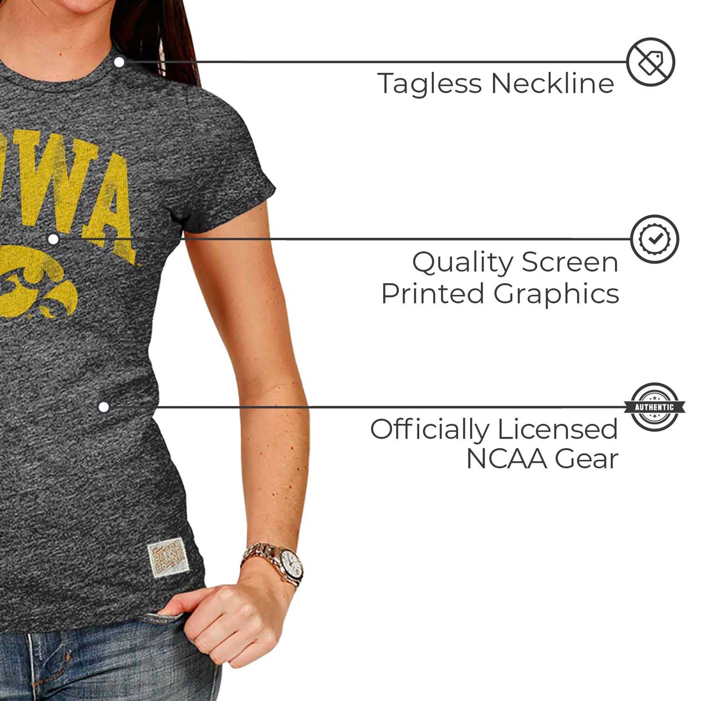Iowa Hawkeyes University Women's T-Shirt - Black