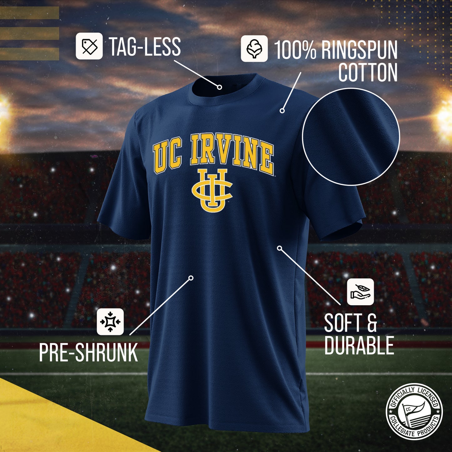 UC-Irvine Anteaters NCAA Adult Gameday Cotton T-Shirt - Navy