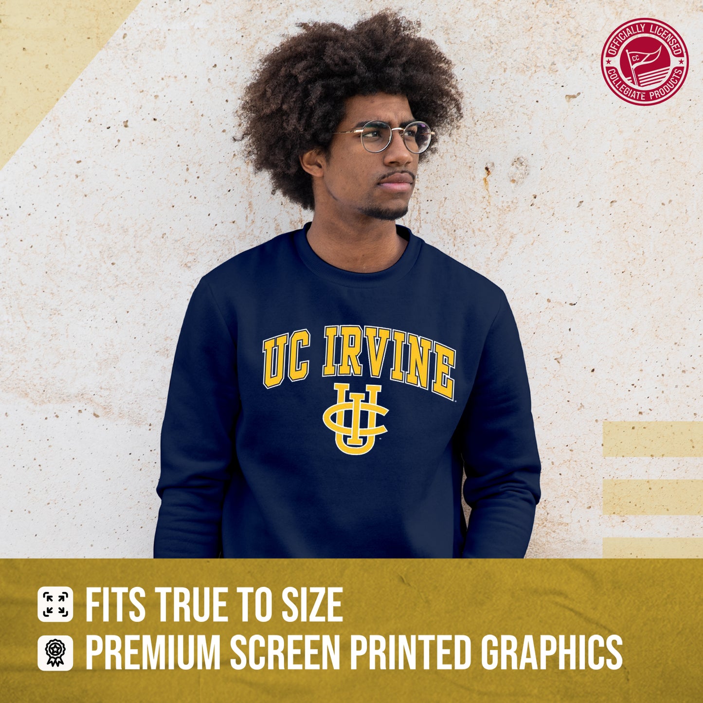 UC-Irvine Anteaters Adult Arch & Logo Soft Style Gameday Crewneck Sweatshirt - Navy