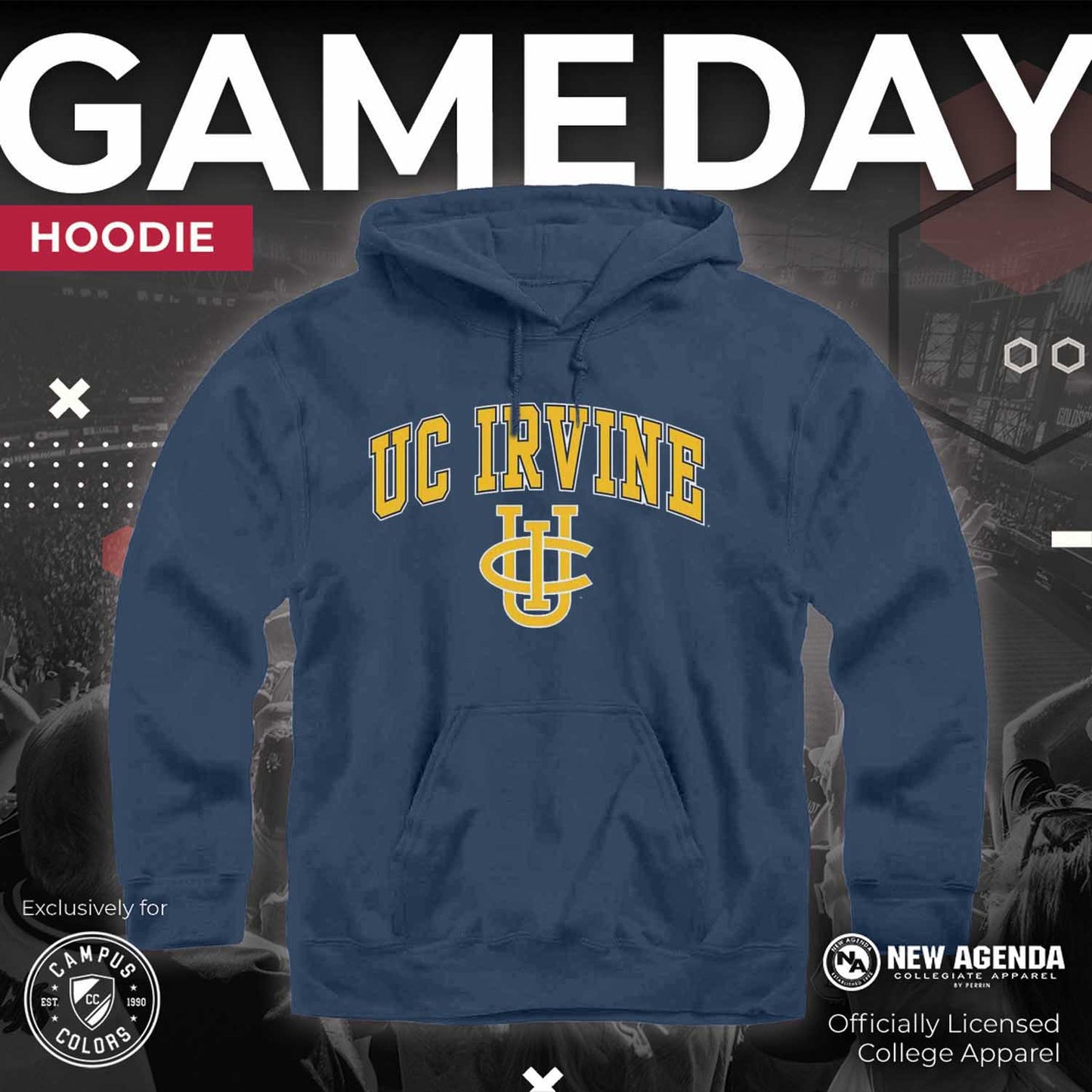 UC-Irvine Anteaters Adult Arch & Logo Soft Style Gameday Hooded Sweatshirt - Navy