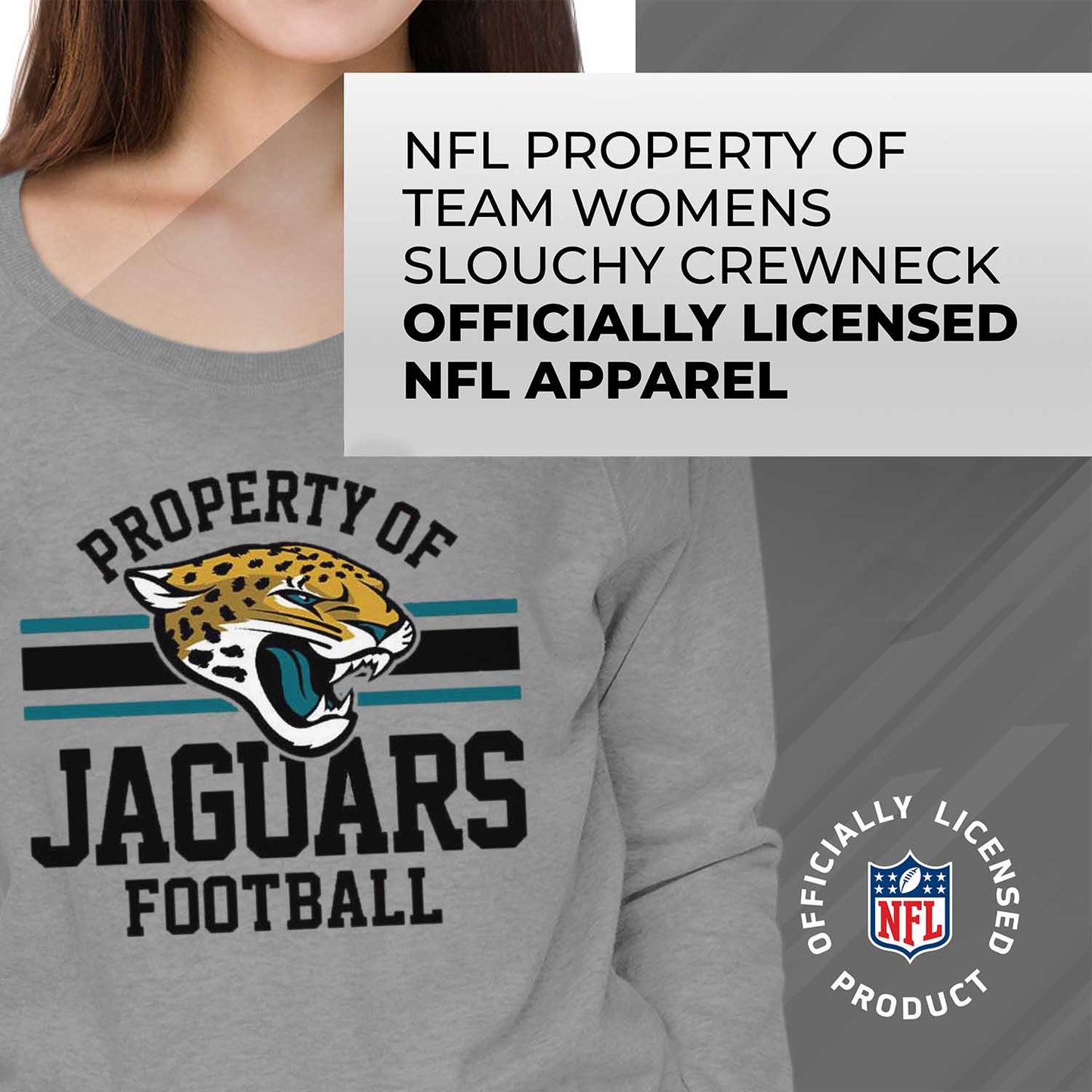 Jacksonville Jaguars NFL Womens Property of Lighweight Crew Neck - Sport Gray
