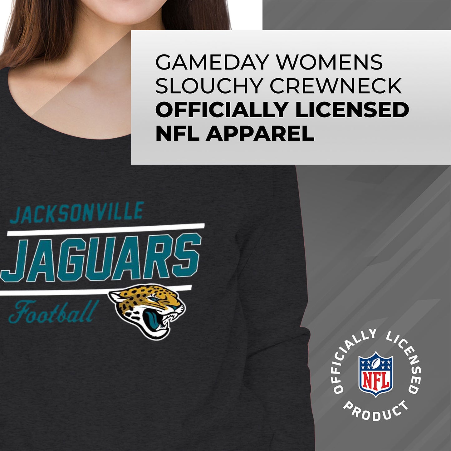Jacksonville Jaguars NFL Womens Crew Neck Light Weight - Charcoal