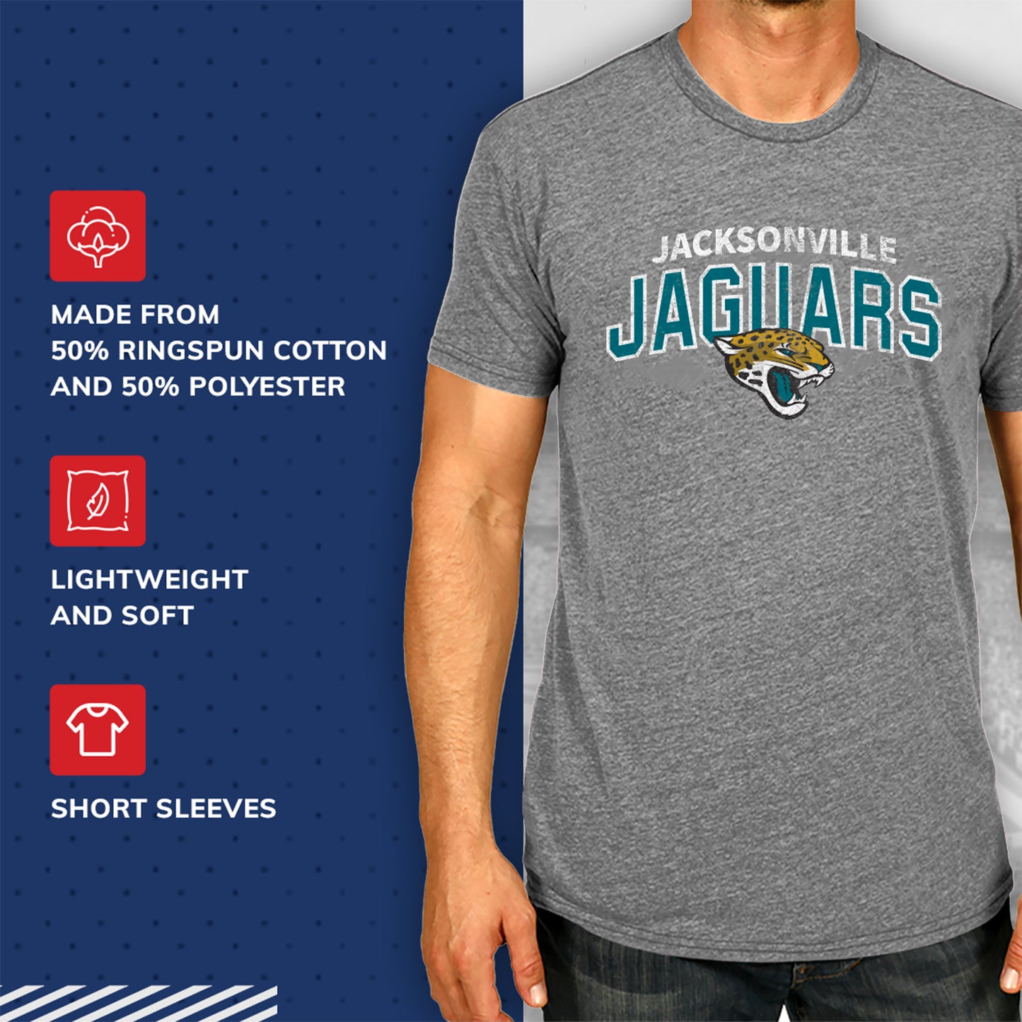 Jacksonville Jaguars NFL Starting Fresh Short Sleeve Heather T-Shirt - Sport Gray