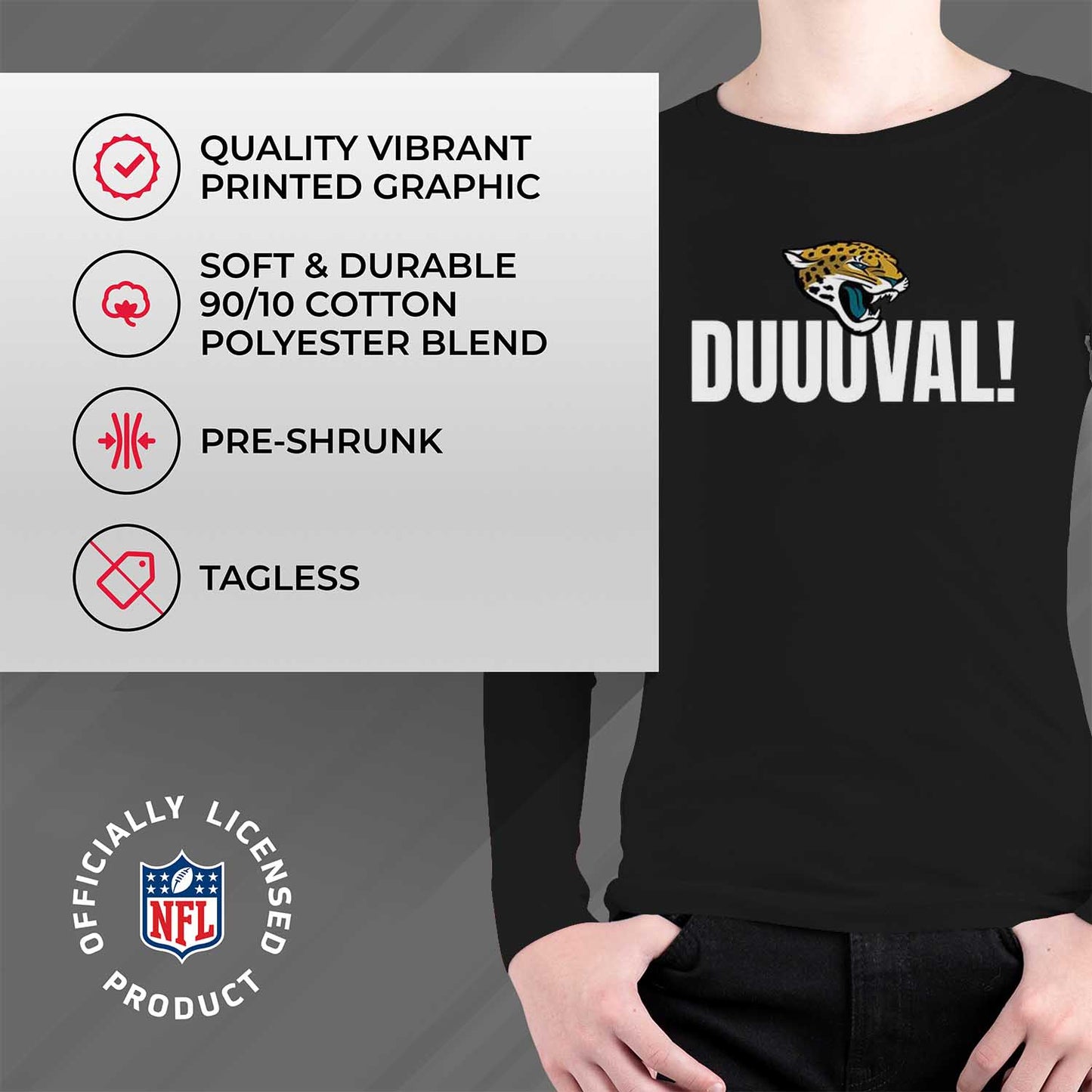 Jacksonville Jaguars NFL Youth Team Slogan Long Sleeve Shirt - Black