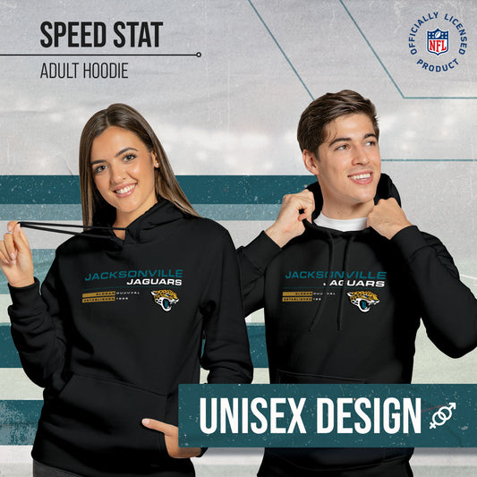 Jacksonville Jaguars Adult NFL Speed Stat Sheet Fleece Hooded Sweatshirt - Black