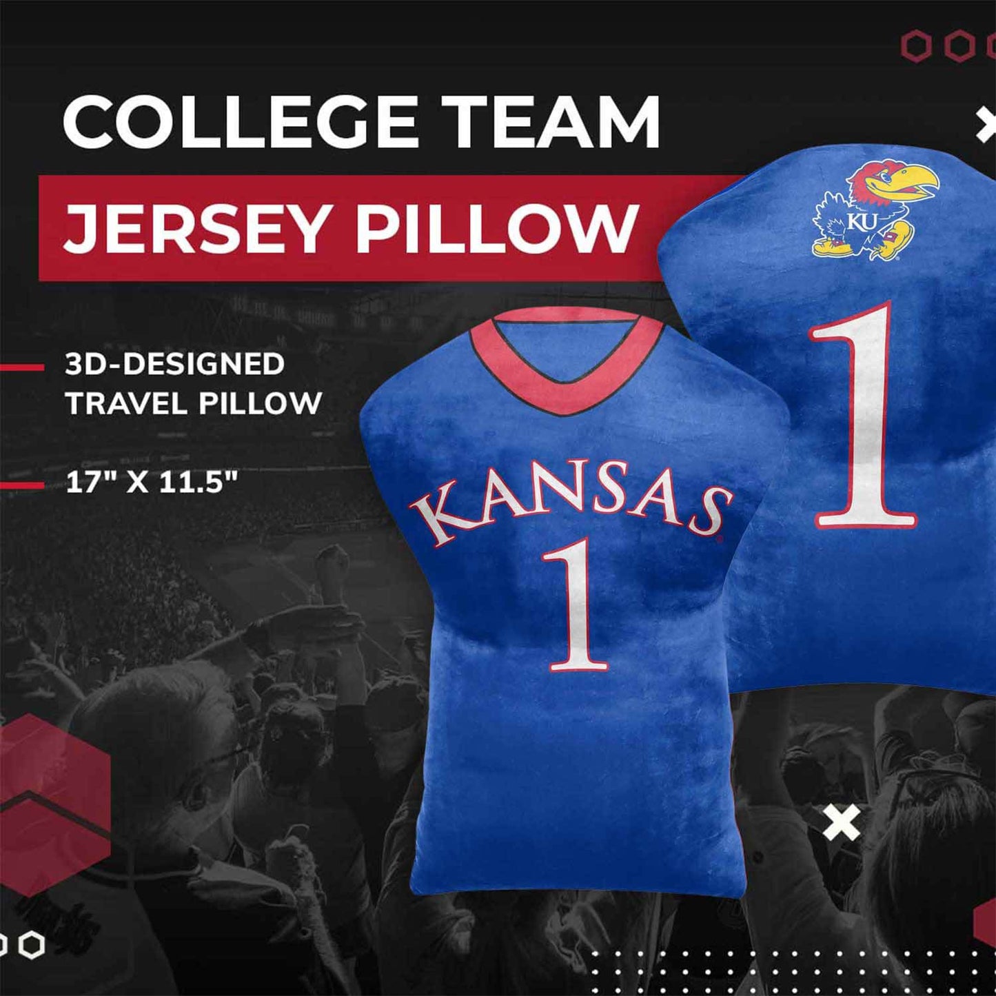 Kansas Jayhawks NCAA Jersey Cloud Pillow - Royal