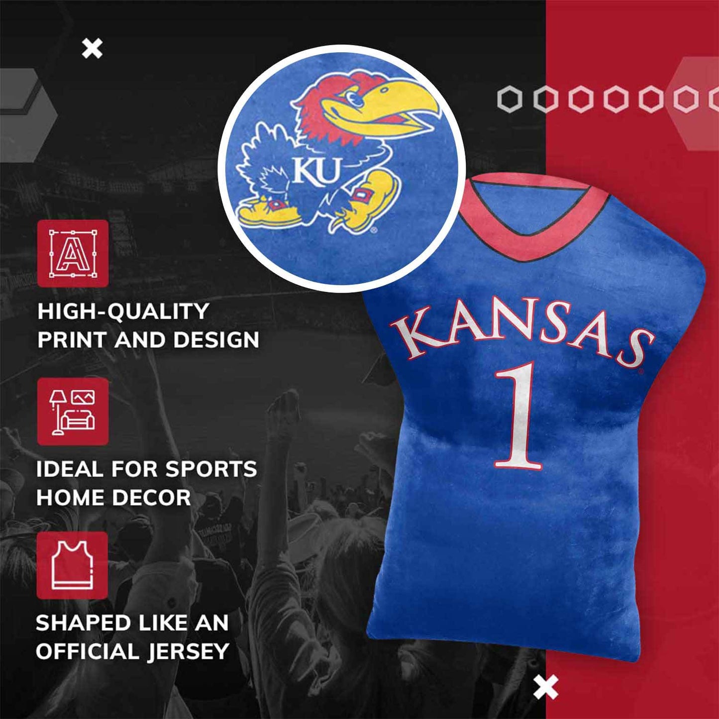 Kansas Jayhawks NCAA Jersey Cloud Pillow - Royal