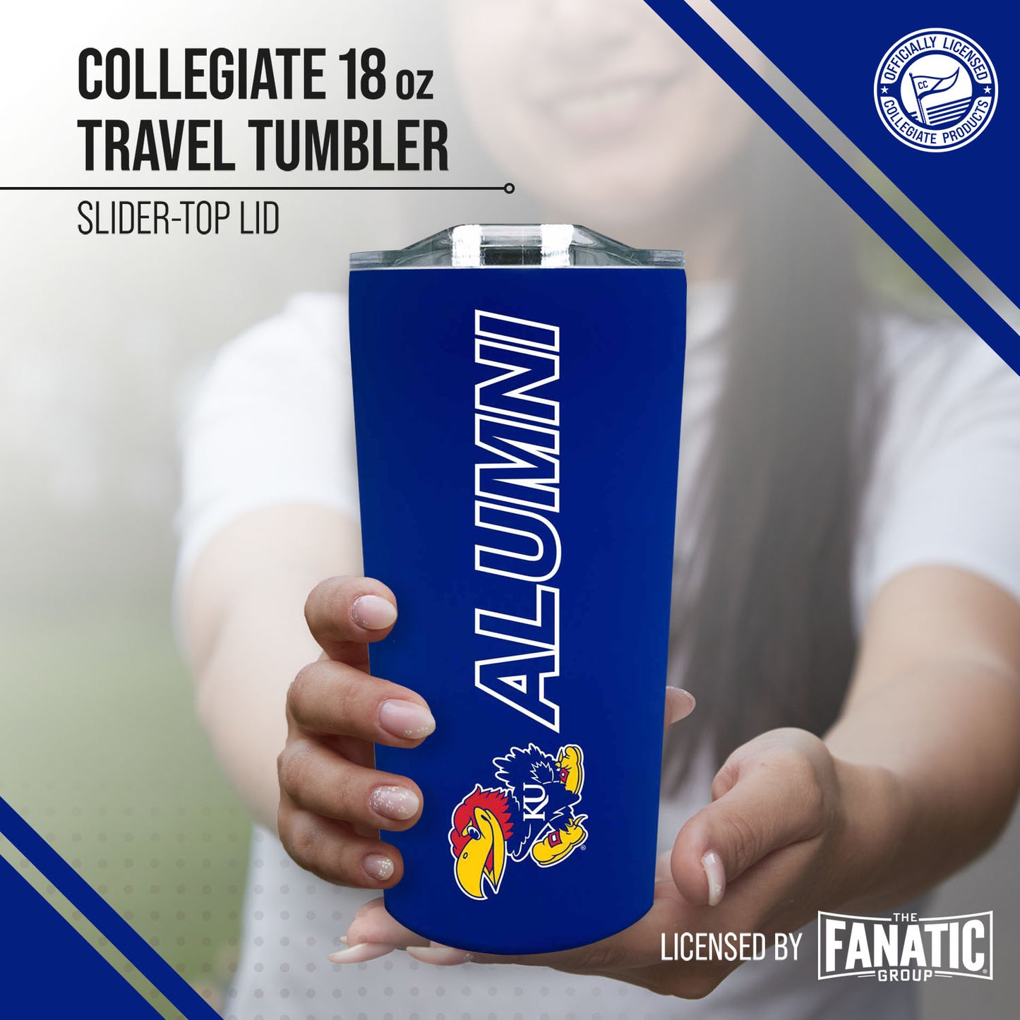 Kansas Jayhawks Collegiate Stainless Steel Travel Tumbler for Alumni - Royal