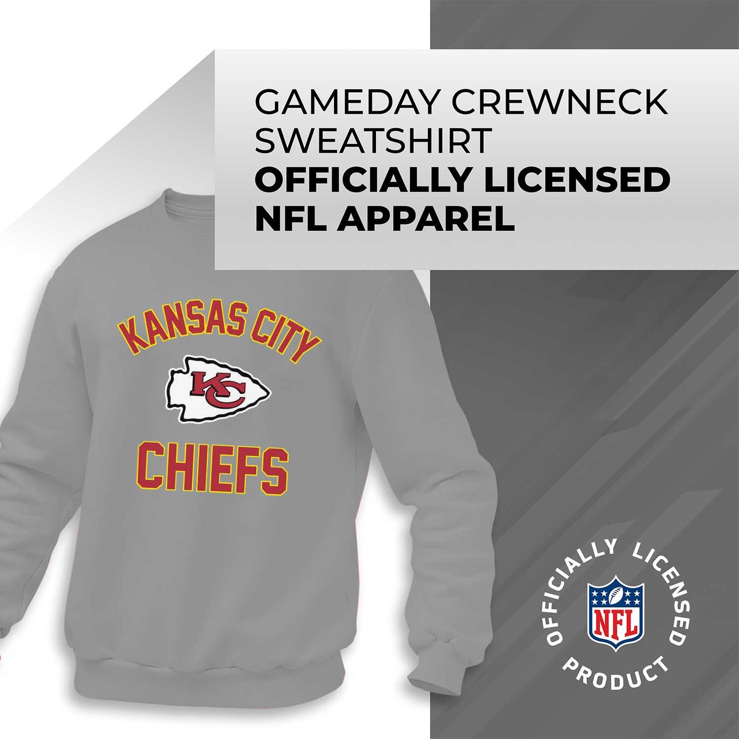 Kansas City Chiefs NFL Adult Gameday Football Crewneck Sweatshirt - Sport Gray
