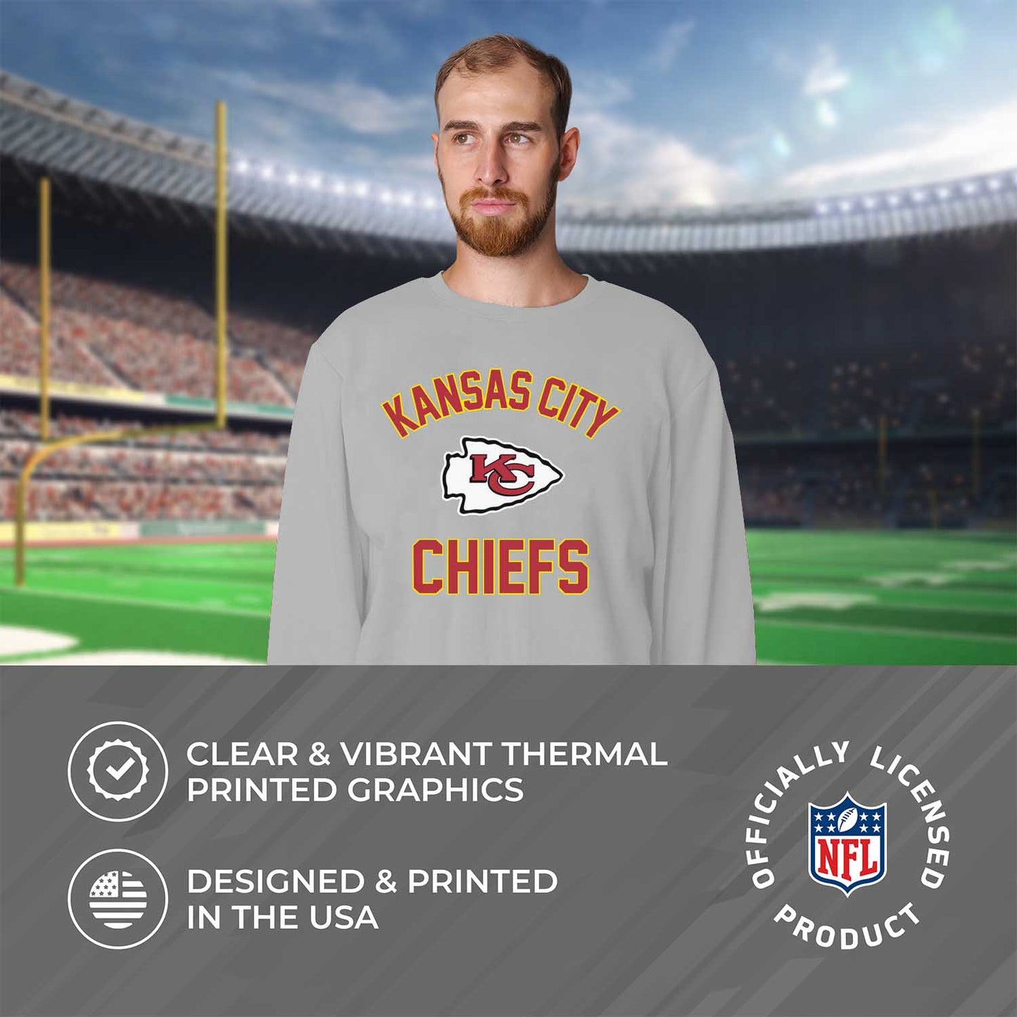 Kansas City Chiefs NFL Adult Gameday Football Crewneck Sweatshirt - Sport Gray