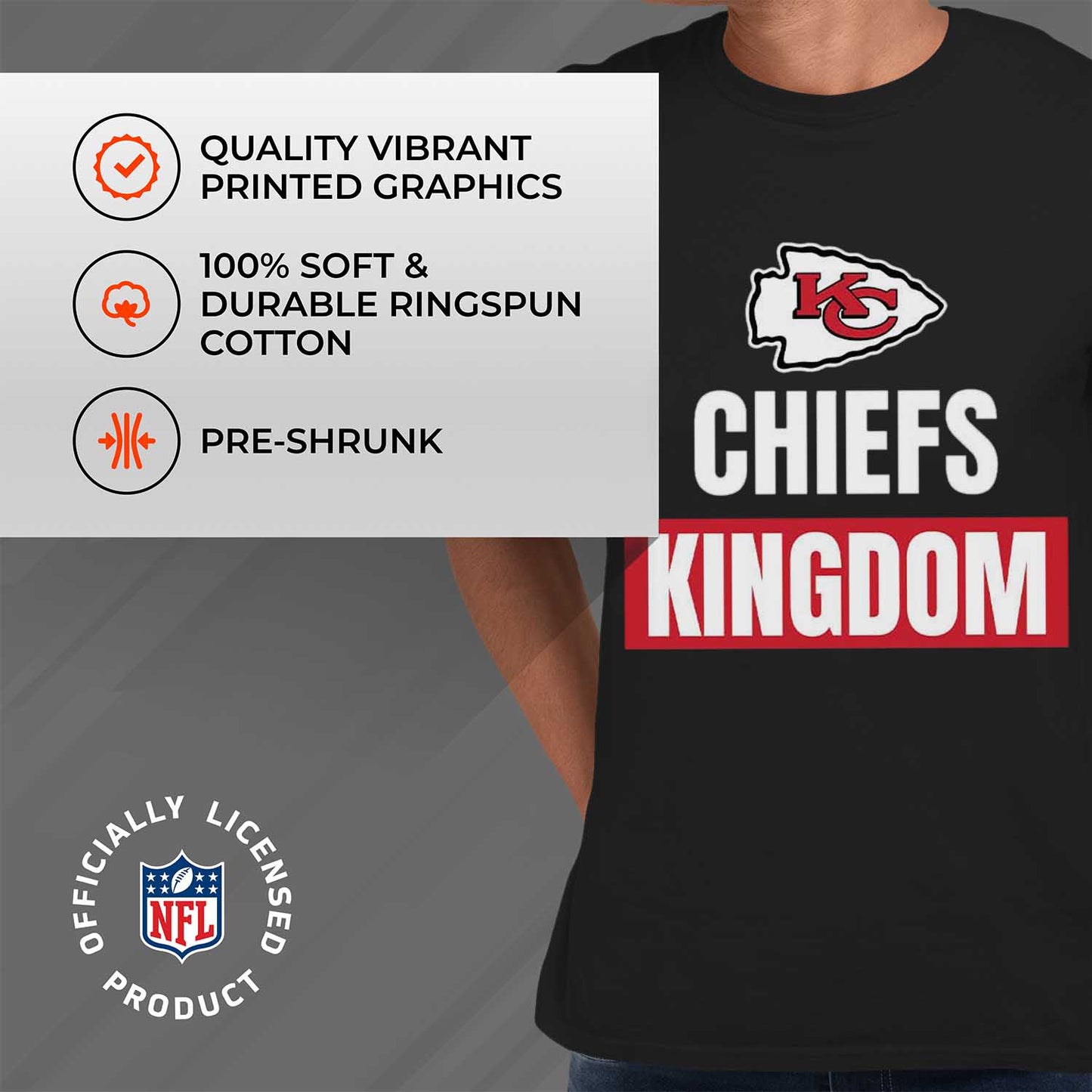 Kansas City Chiefs NFL Adult Team Slogan Unisex T-Shirt - Black
