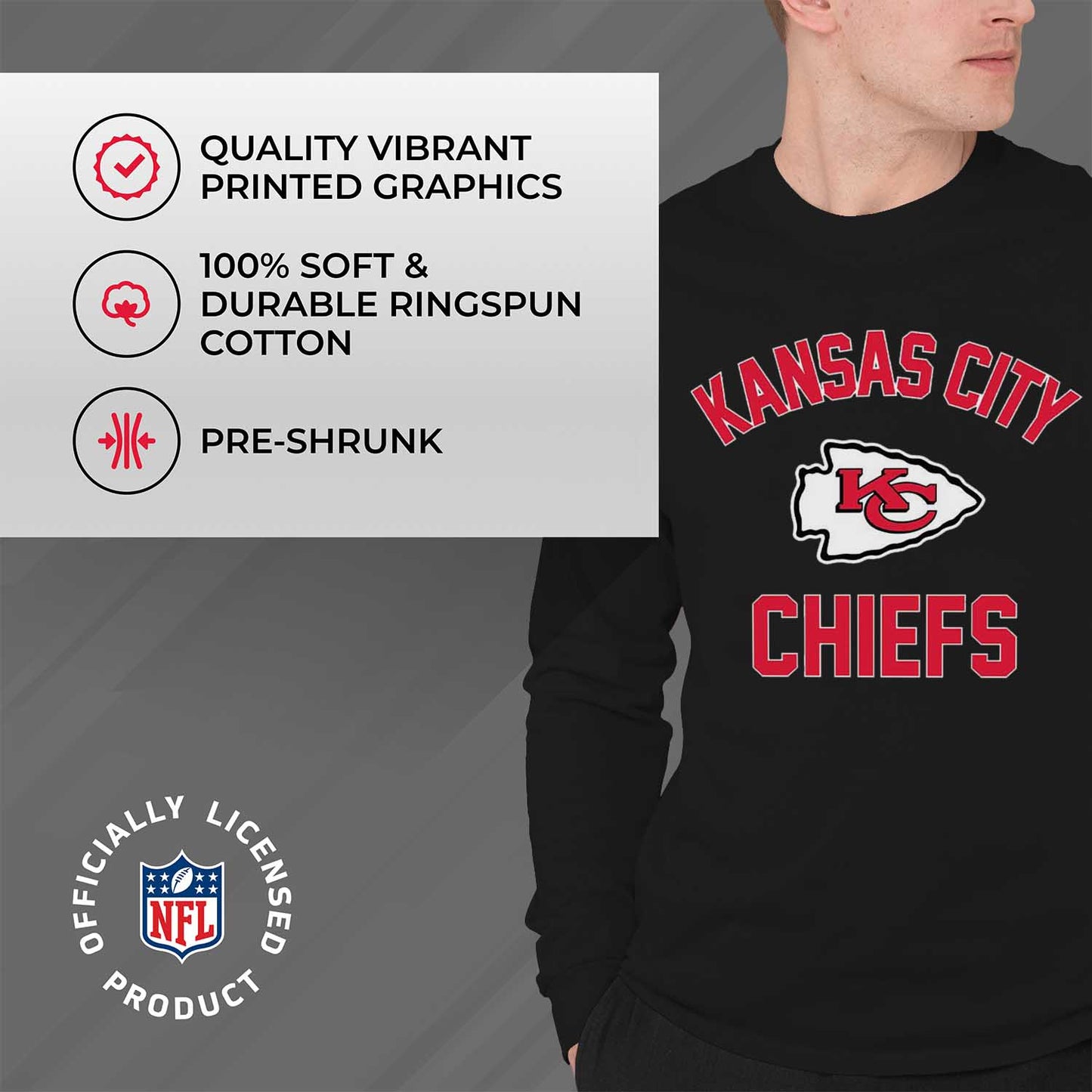 Kansas City Chiefs NFL Gameday Adult Long Sleeve Shirt - Black