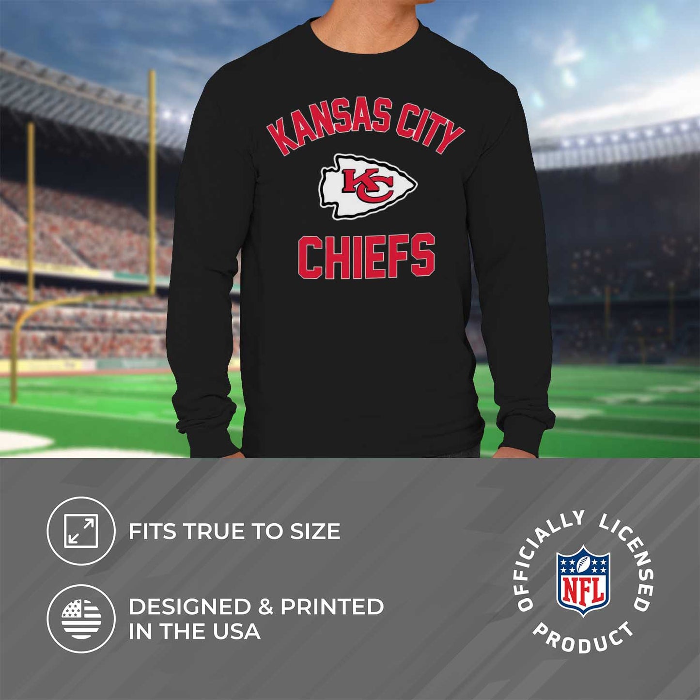 Kansas City Chiefs NFL Gameday Adult Long Sleeve Shirt - Black
