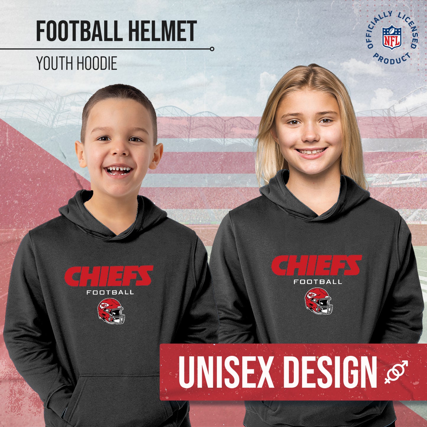 Kansas City Chiefs NFL Youth Football Helmet Hood - Charcoal