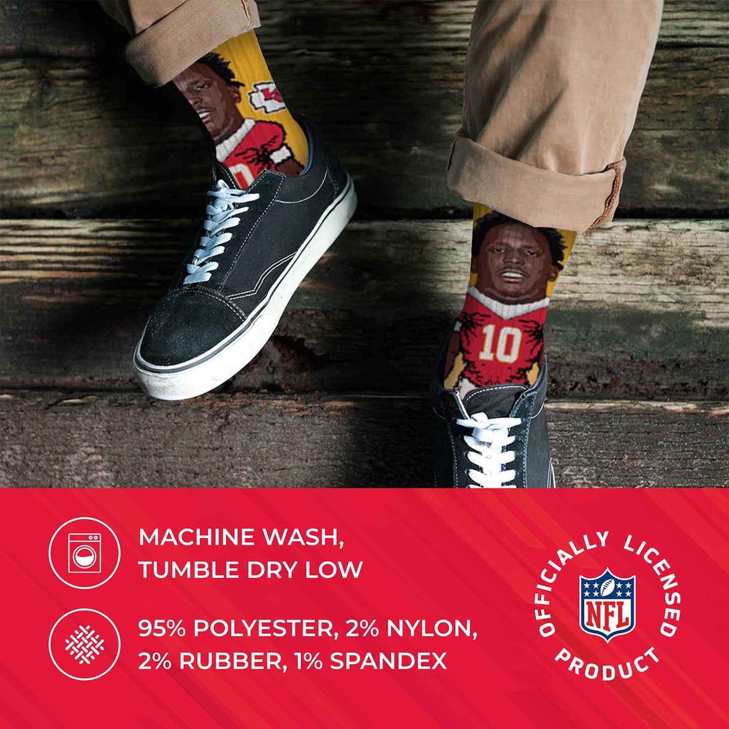 Kansas City Chiefs NFL Adult V Curve MVP Player Crew Socks - Gold #10