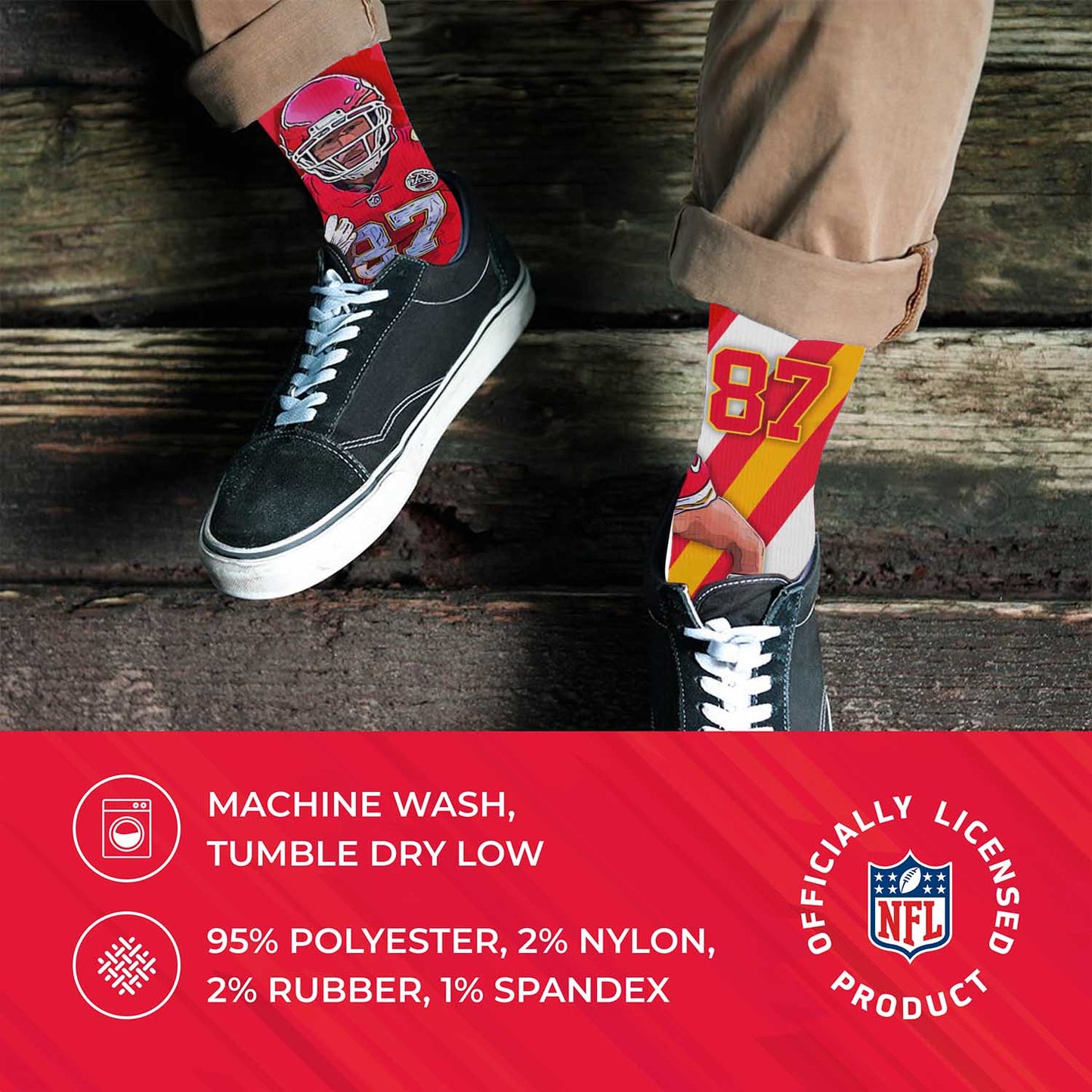 Kansas City Chiefs NFL Adult Player Stripe Sock - Red