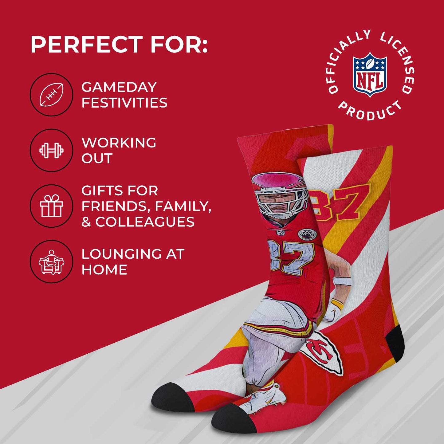 Kansas City Chiefs NFL Adult Player Stripe Sock - Red