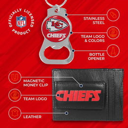 Kansas City Chiefs NFL Bottle Opener Keychain Bundle - Black