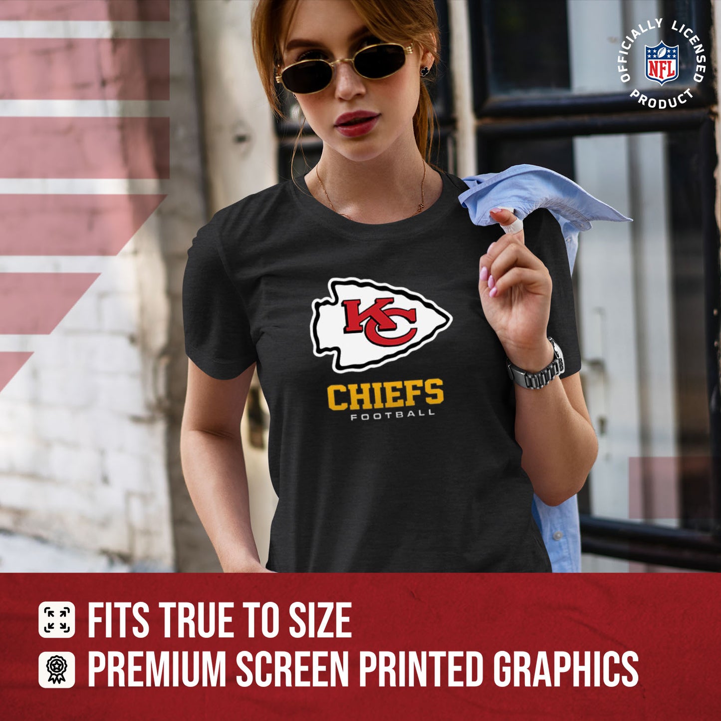 Kansas City Chiefs Women's NFL Ultimate Fan Logo Short Sleeve T-Shirt - Black