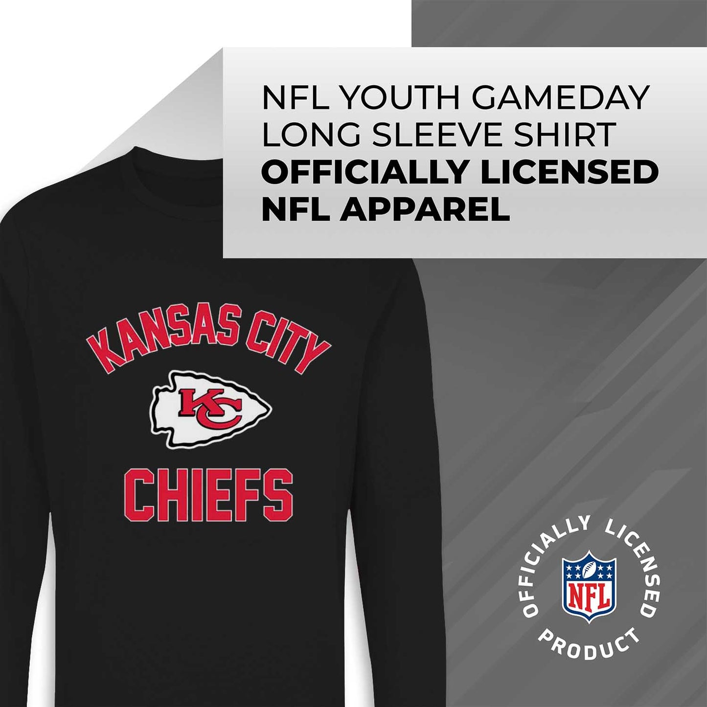 Kansas City Chiefs NFL Gameday Youth Football Long Sleeve Shirt - Black