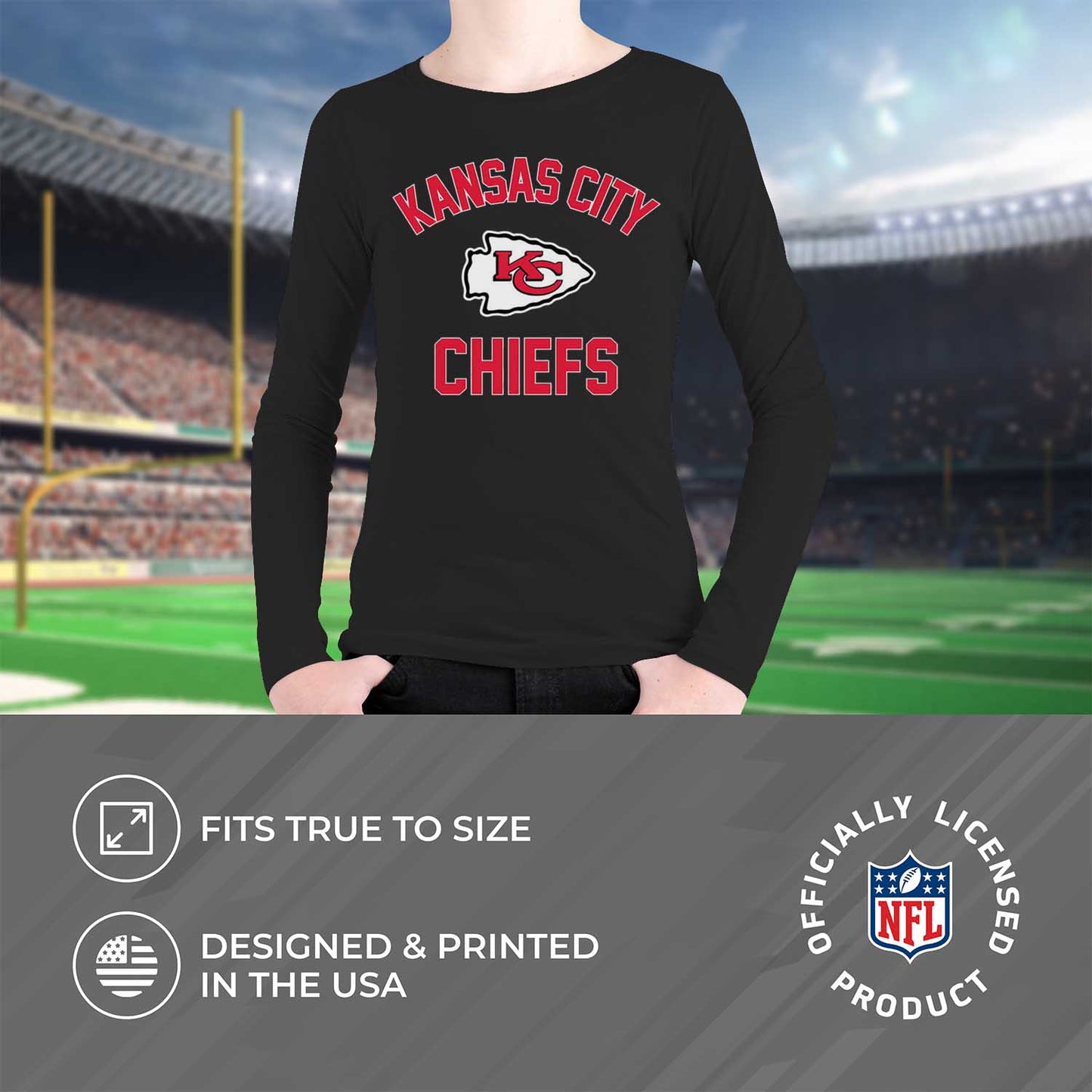 Kansas City Chiefs NFL Gameday Youth Football Long Sleeve Shirt - Black