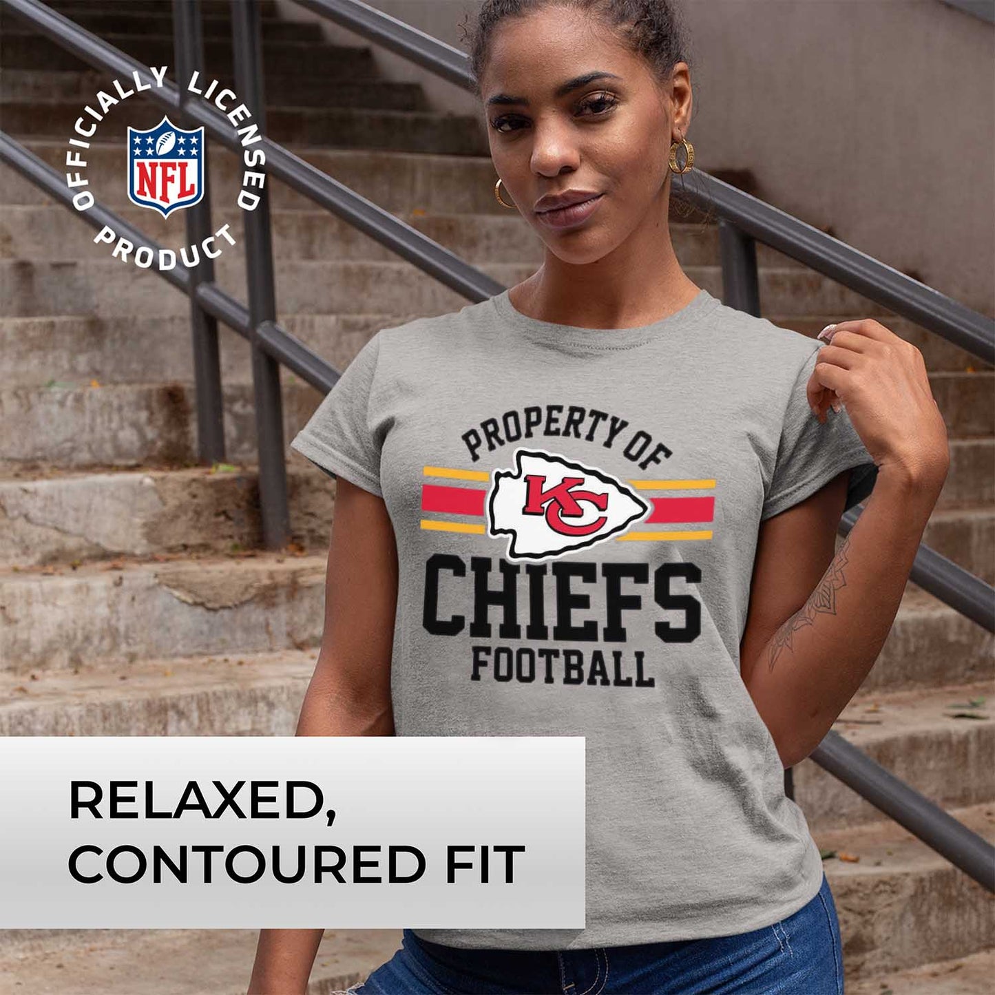 Kansas City Chiefs NFL Womens Short Sleeve Property of Tshirt - Gray