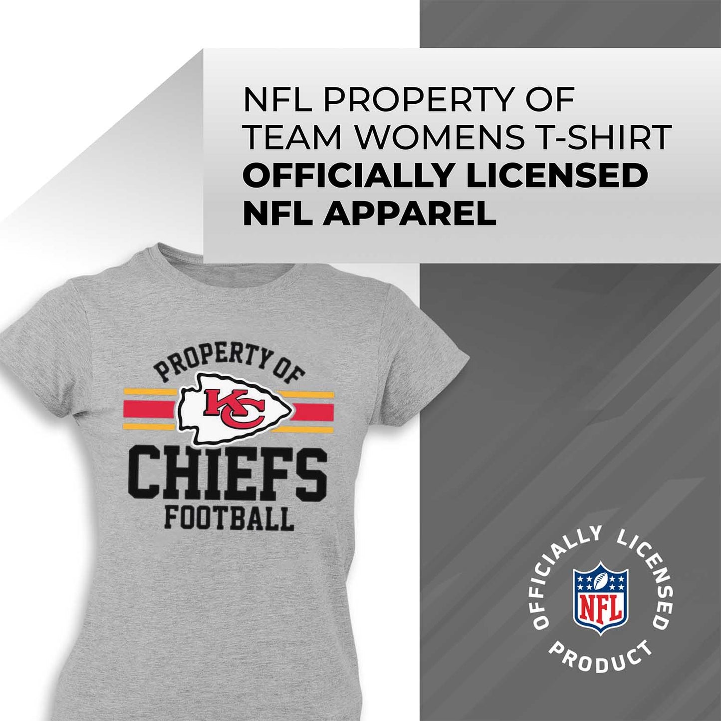 Kansas City Chiefs NFL Womens Short Sleeve Property of Tshirt - Gray