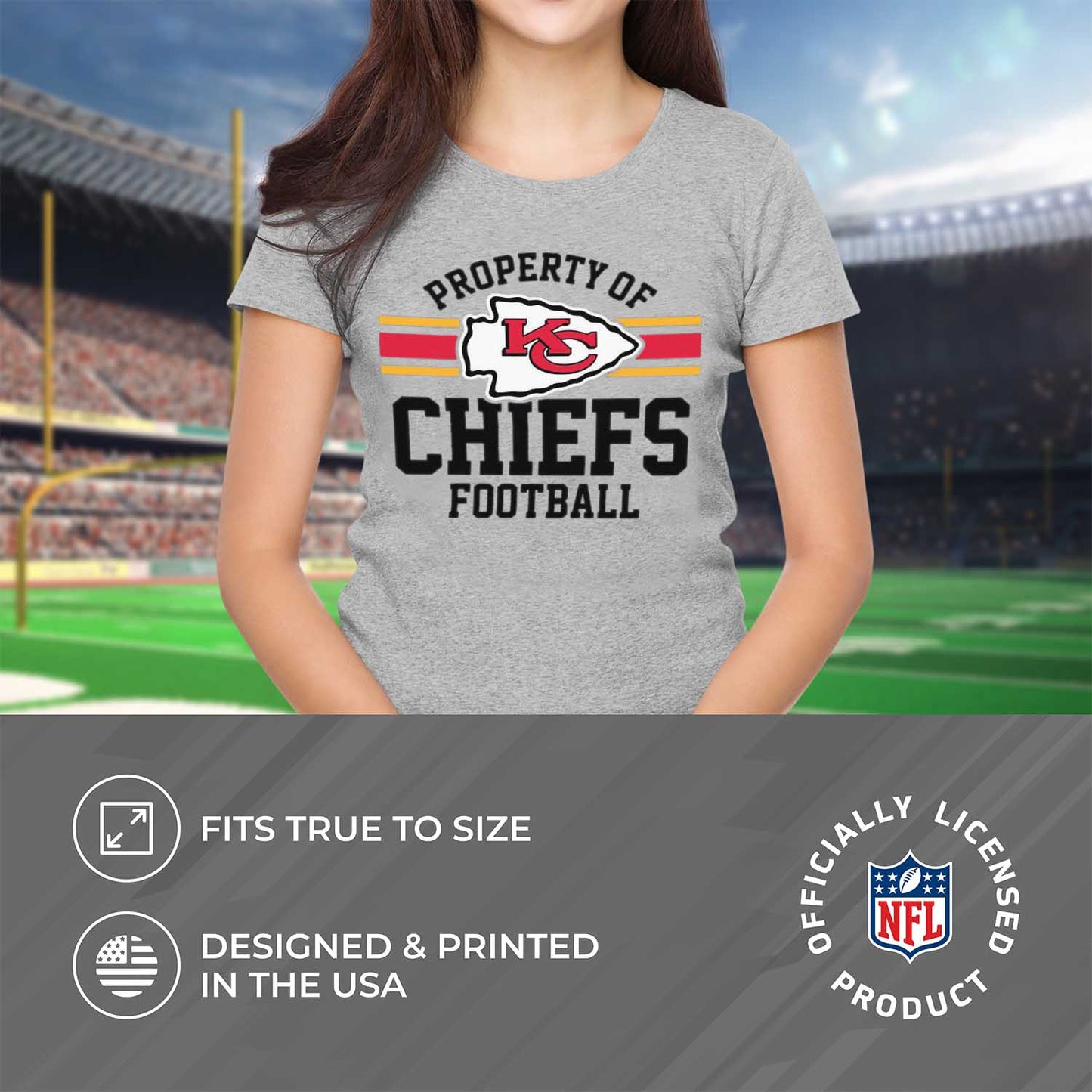 Kansas City Chiefs NFL Womens Short Sleeve Property of Tshirt - Gray