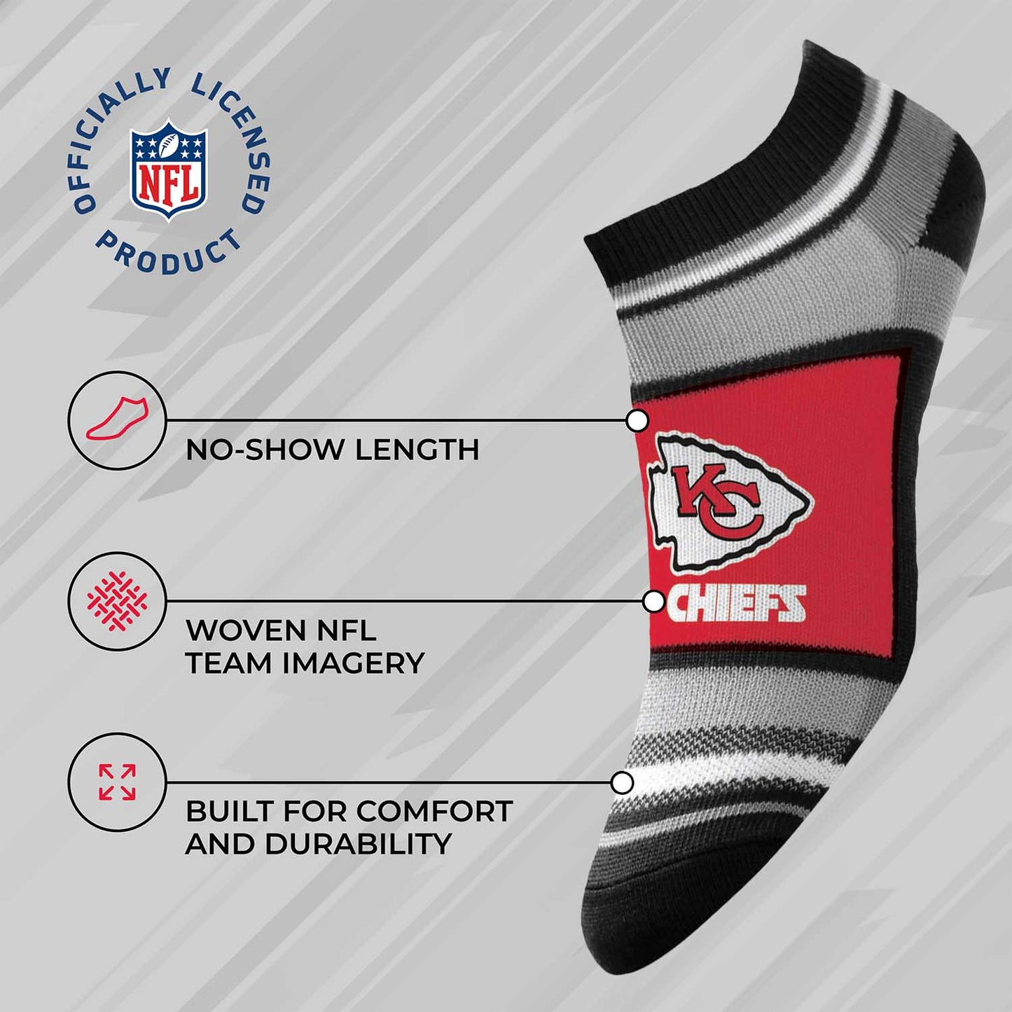 Kansas City Chiefs NFL Adult Marquis Addition No Show Socks - Red