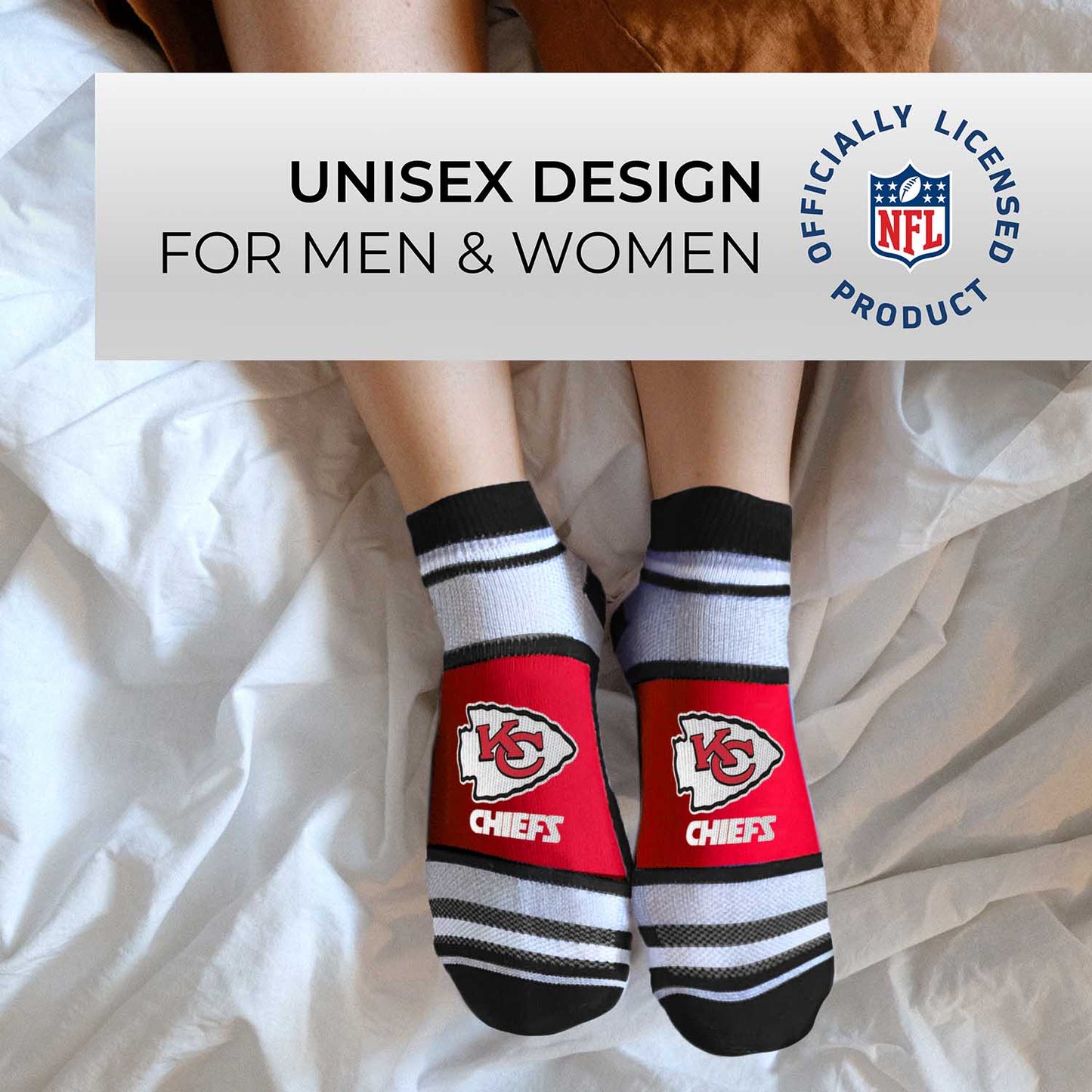 Kansas City Chiefs NFL Adult Marquis Addition No Show Socks - Red
