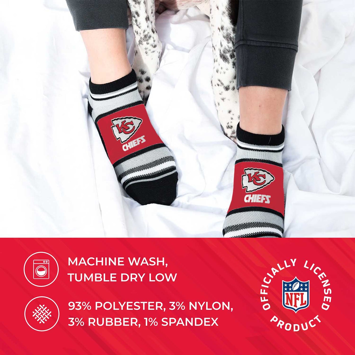 Kansas City Chiefs NFL Adult Marquis Addition No Show Socks - Red