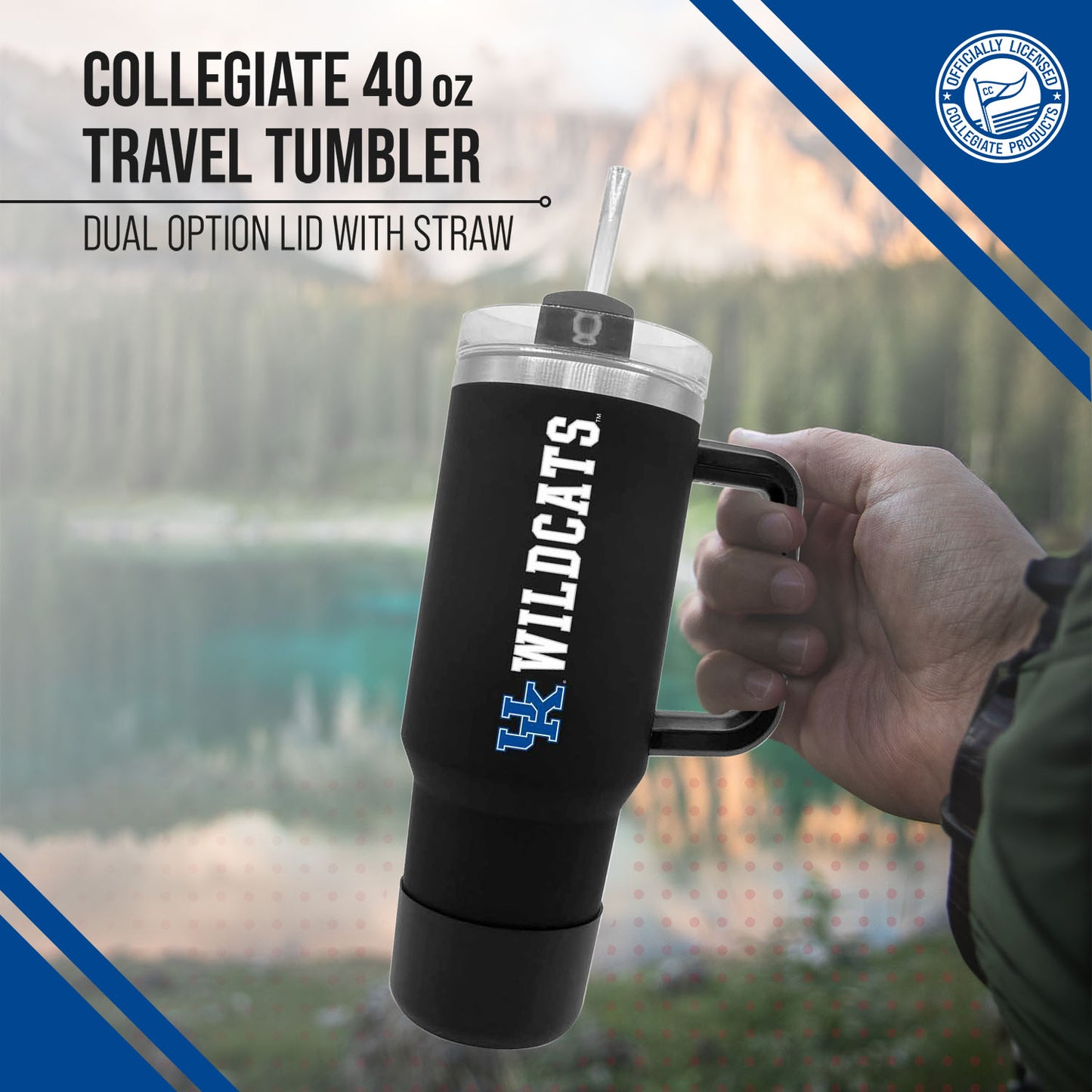 Kentucky Wildcats College & University 40 oz Travel Tumbler With Handle - Black