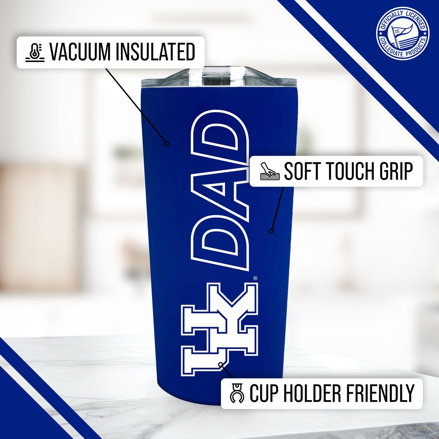 Kentucky Wildcats NCAA Stainless Steel Travel Tumbler for Dad - Royal