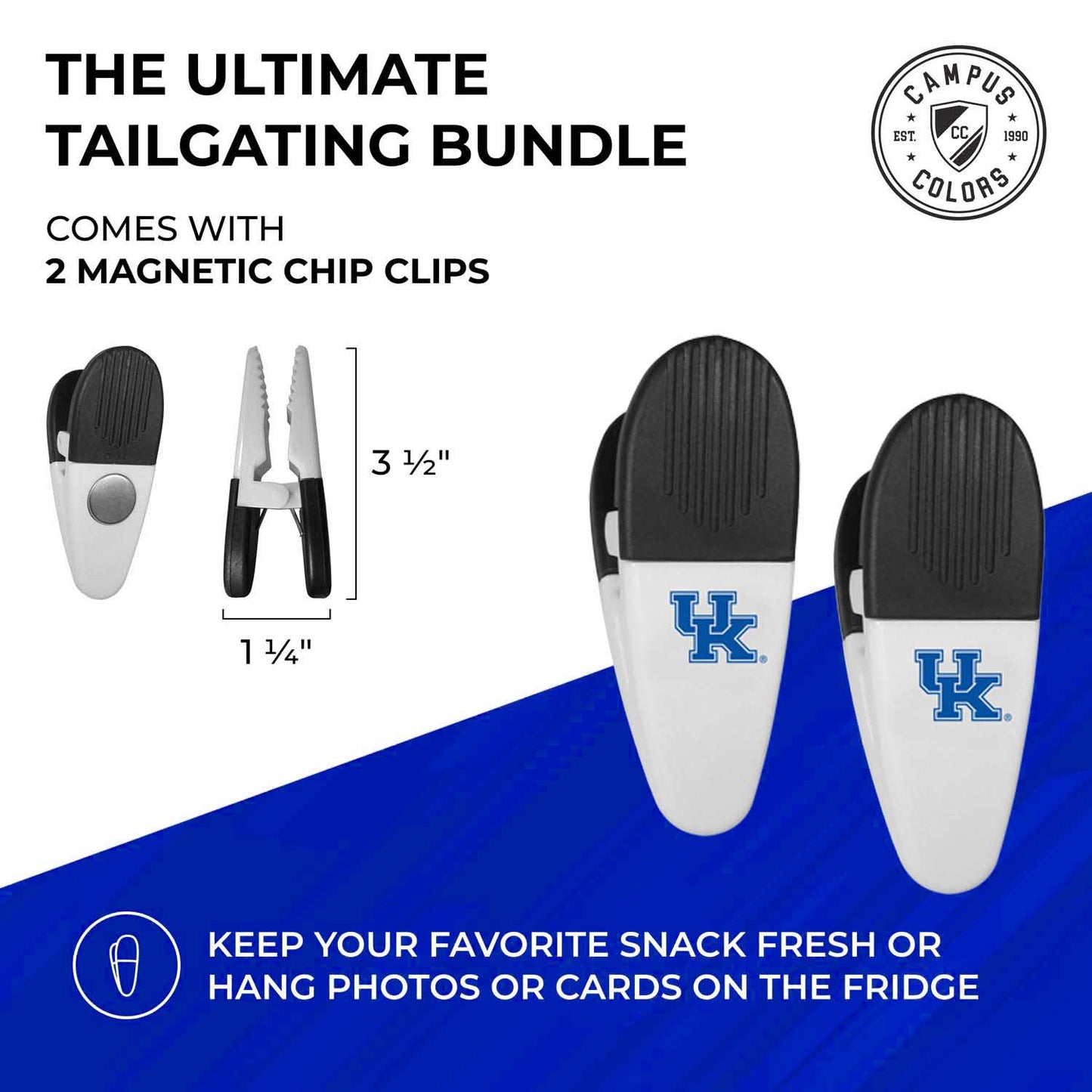 Kentucky Wildcats Collegiate University Two Piece Grilling Tools Set with 2 Magnet Chip Clips - Chrome