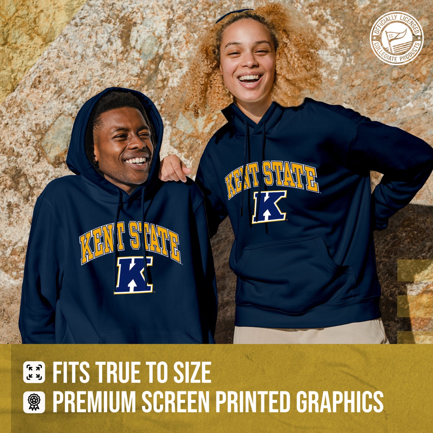Kent State Golden Flashes Adult Arch & Logo Soft Style Gameday Hooded Sweatshirt - Navy