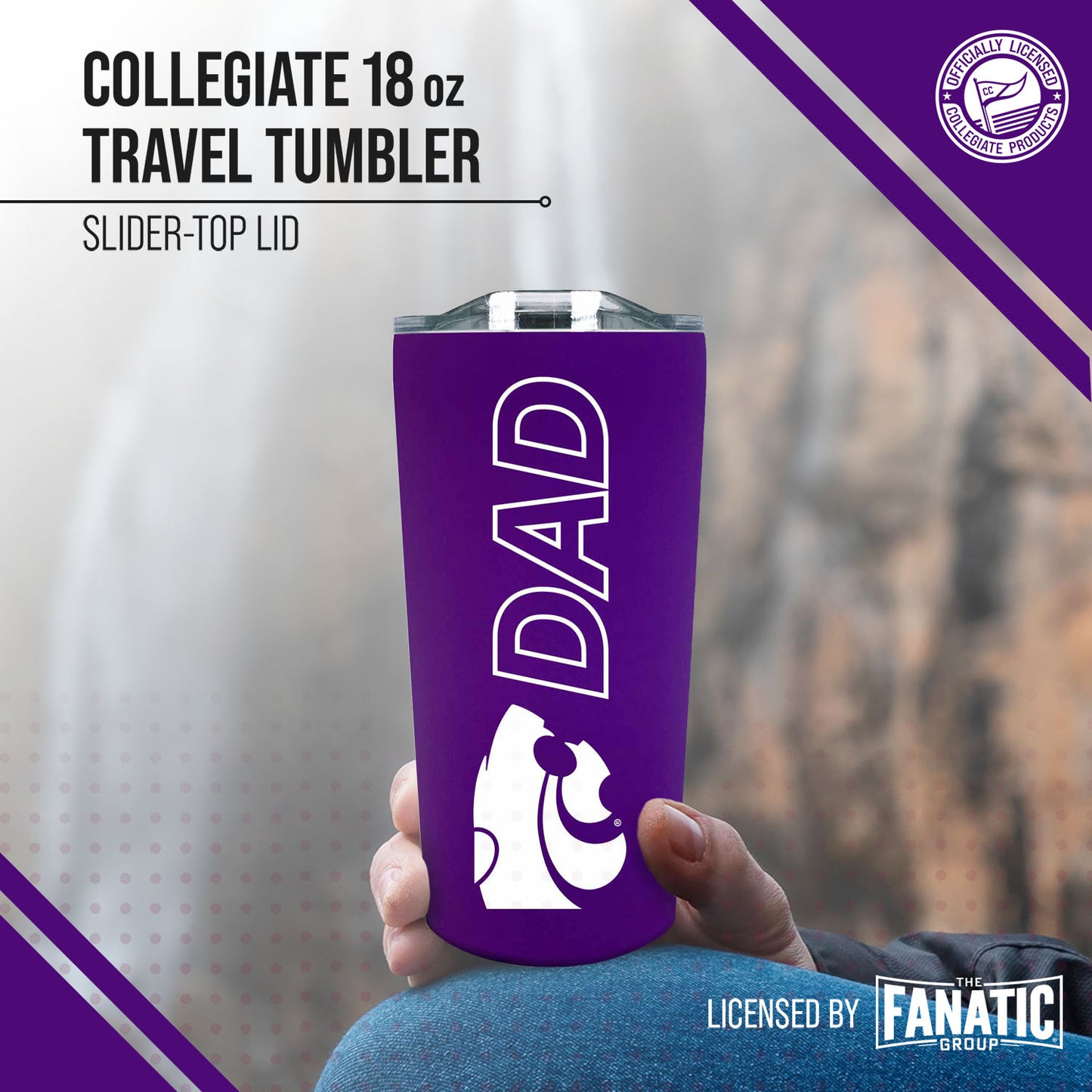 Kansas State Wildcats NCAA Stainless Steel Travel Tumbler for Dad - Purple