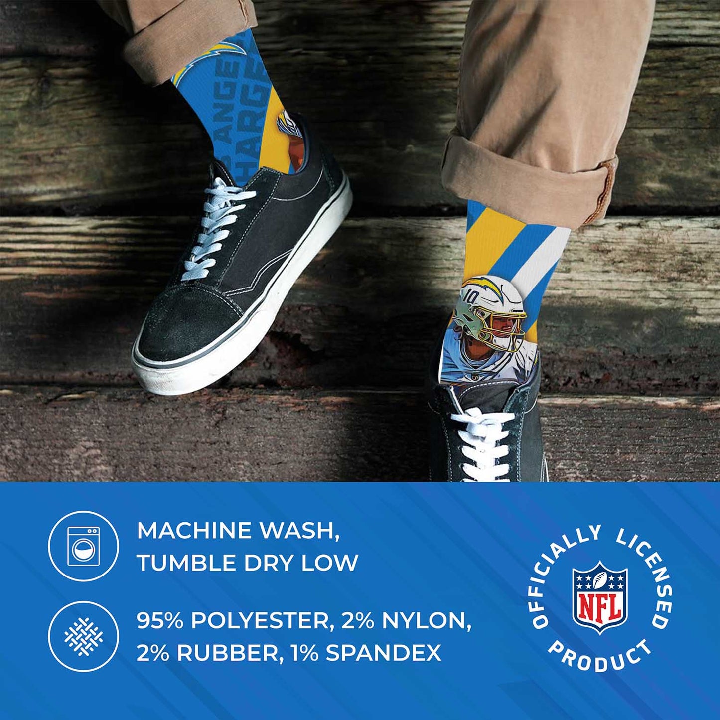Los Angeles Chargers NFL Youth Player Stripe Sock - Blue