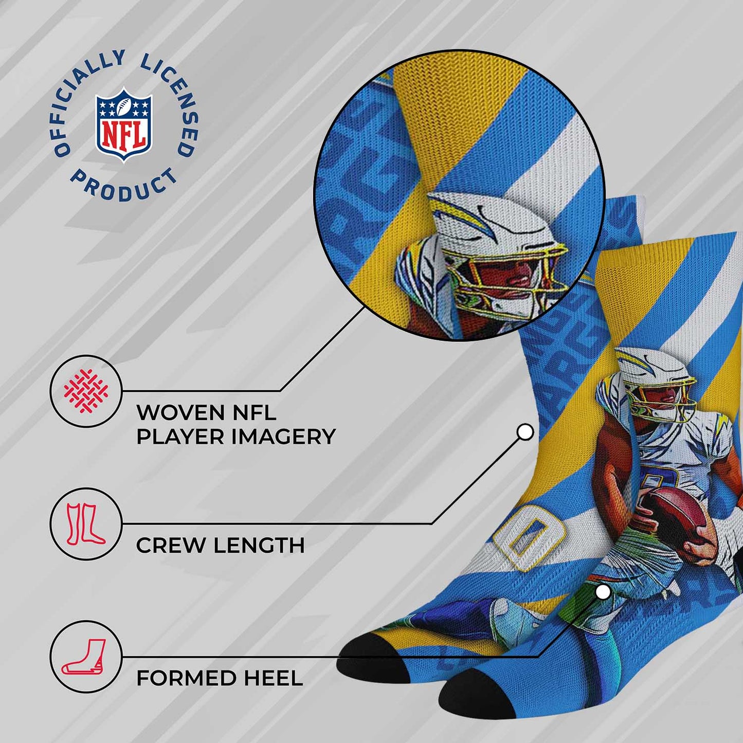 Los Angeles Chargers NFL Youth Player Stripe Sock - Blue