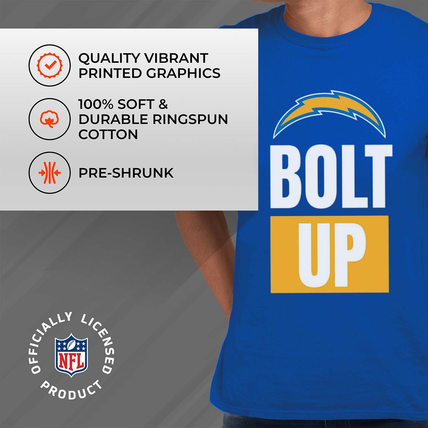 Los Angeles Chargers NFL Adult Team Slogan Unisex T-Shirt - Royal
