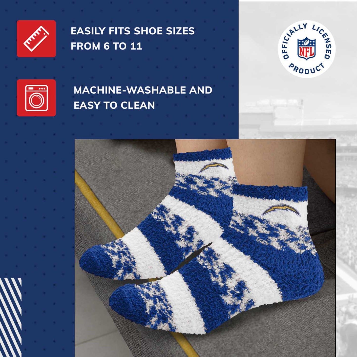 Los Angeles Chargers NFL Cozy Soft Slipper Socks - Royal