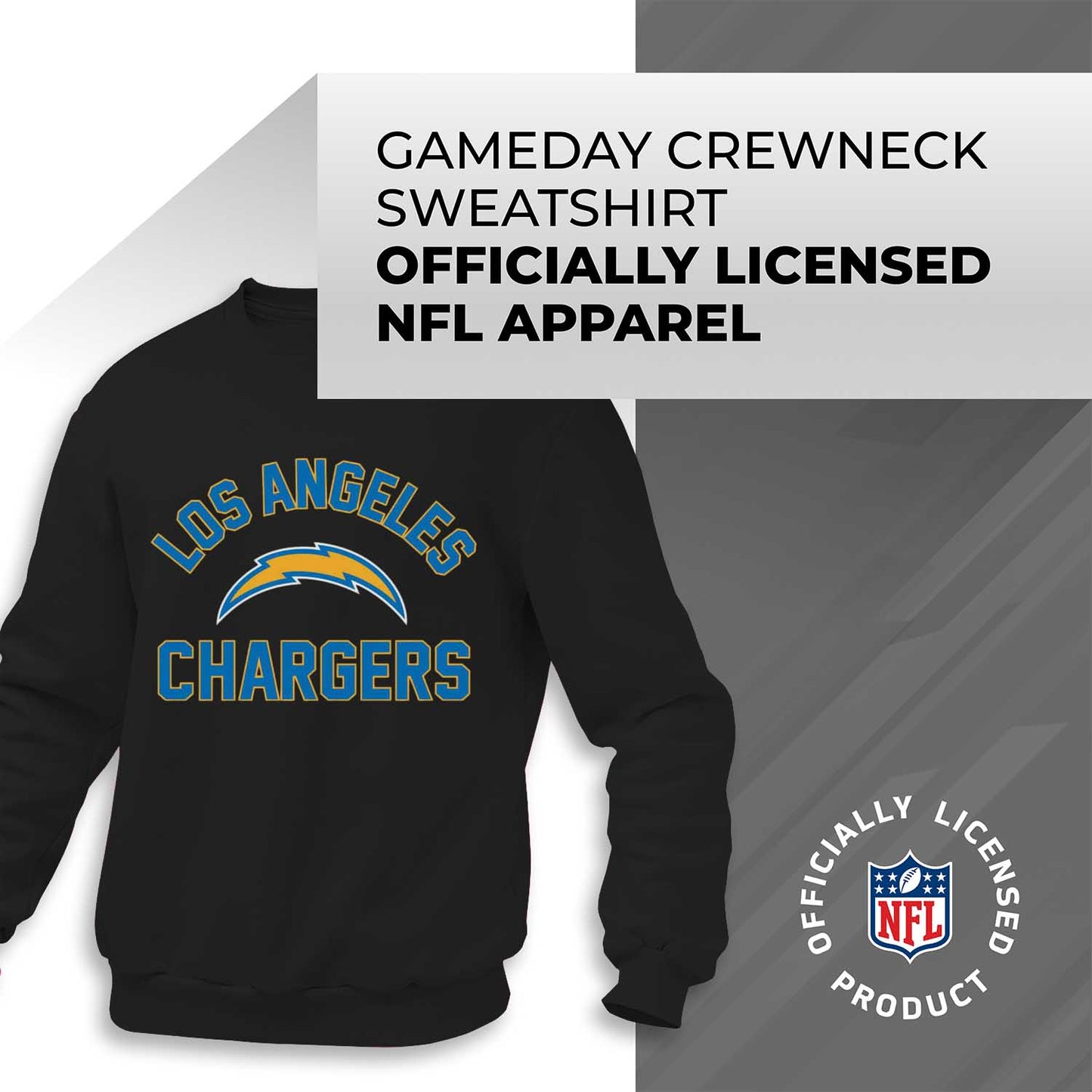 Los Angeles Chargers NFL Adult Gameday Football Crewneck Sweatshirt - Black
