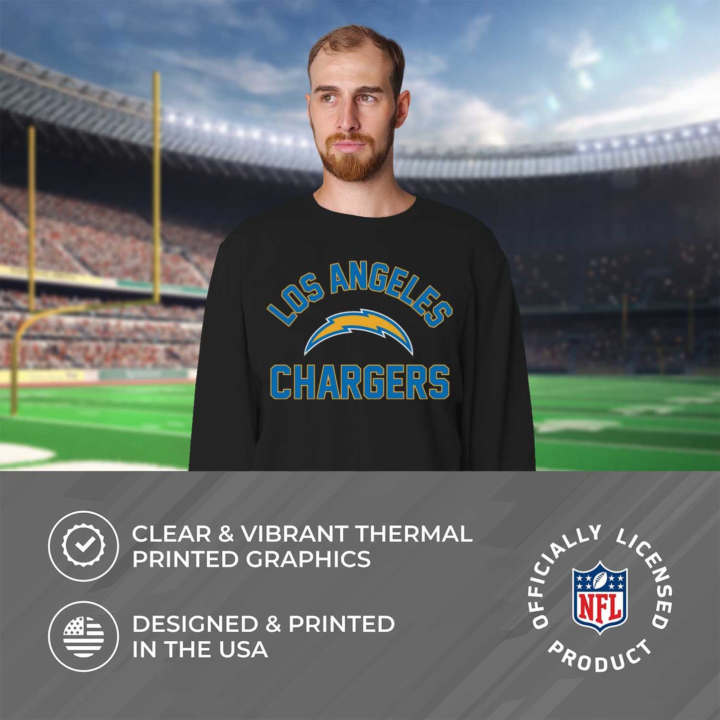 Los Angeles Chargers NFL Adult Gameday Football Crewneck Sweatshirt - Black