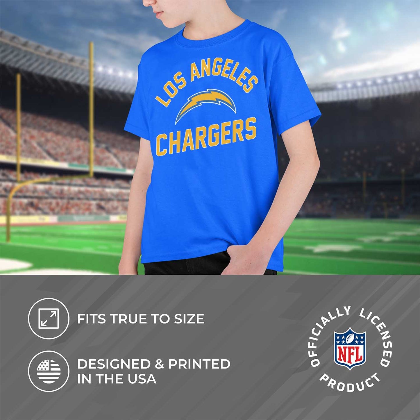 Los Angeles Chargers NFL Youth Gameday Football T-Shirt - Royal