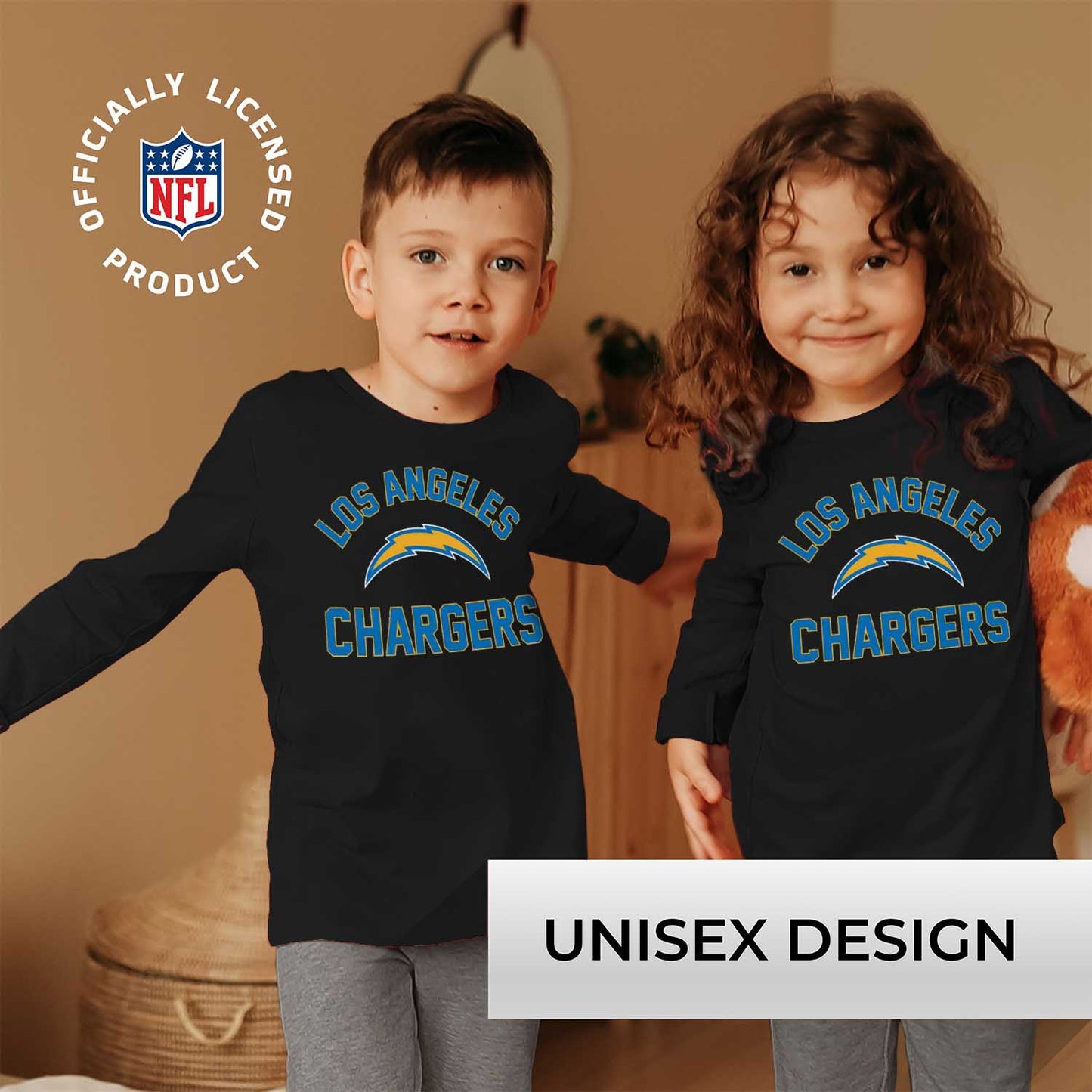 Los Angeles Chargers NFL Gameday Youth Football Long Sleeve Shirt - Black