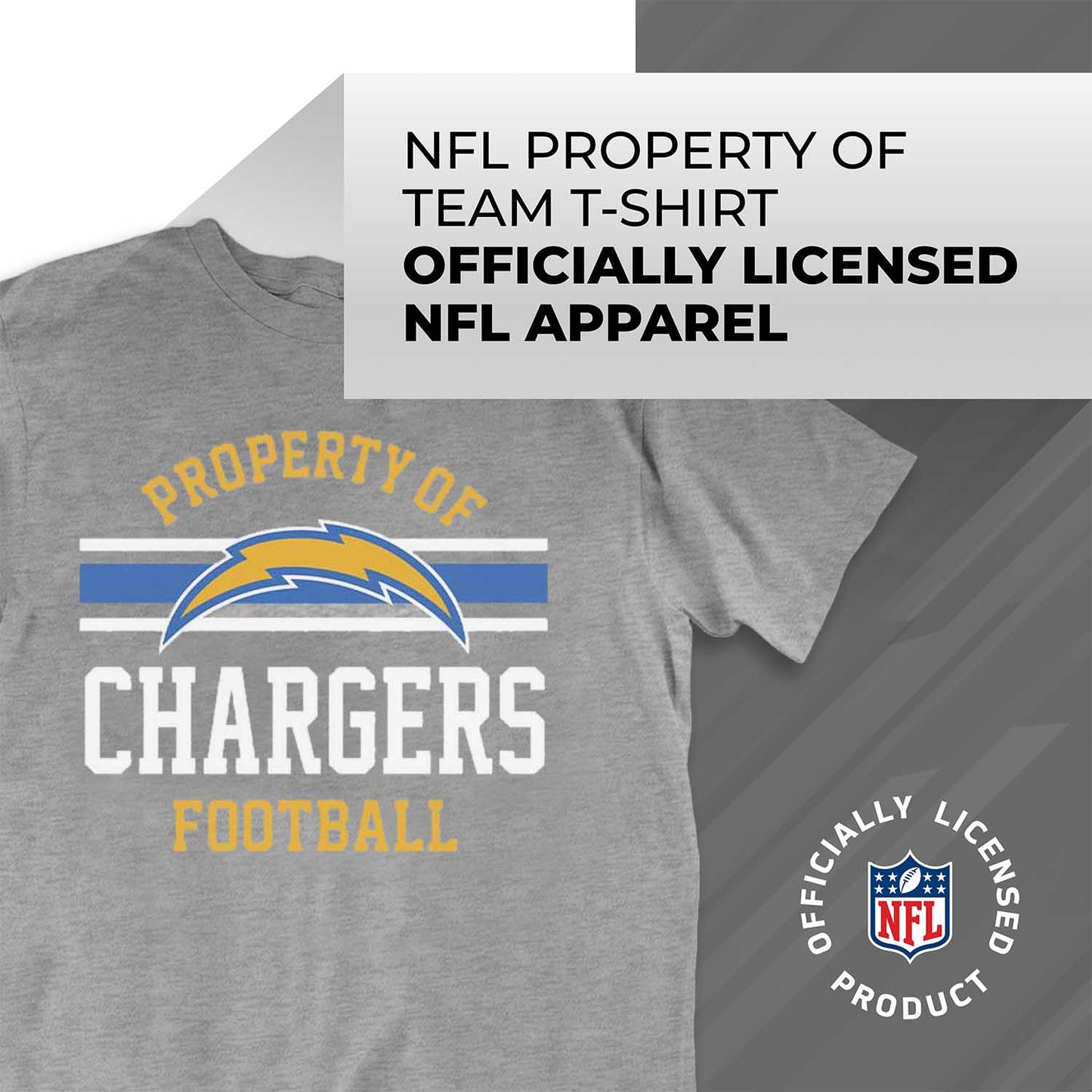 Los Angeles Chargers NFL Adult Property Of T-Shirt - Sport Gray