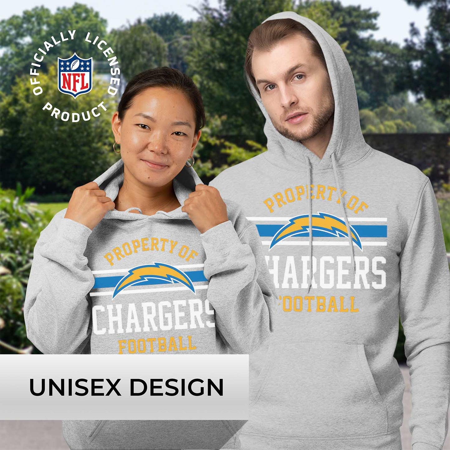 Los Angeles Chargers NFL Adult Property Of Hooded Sweatshirt - Sport Gray