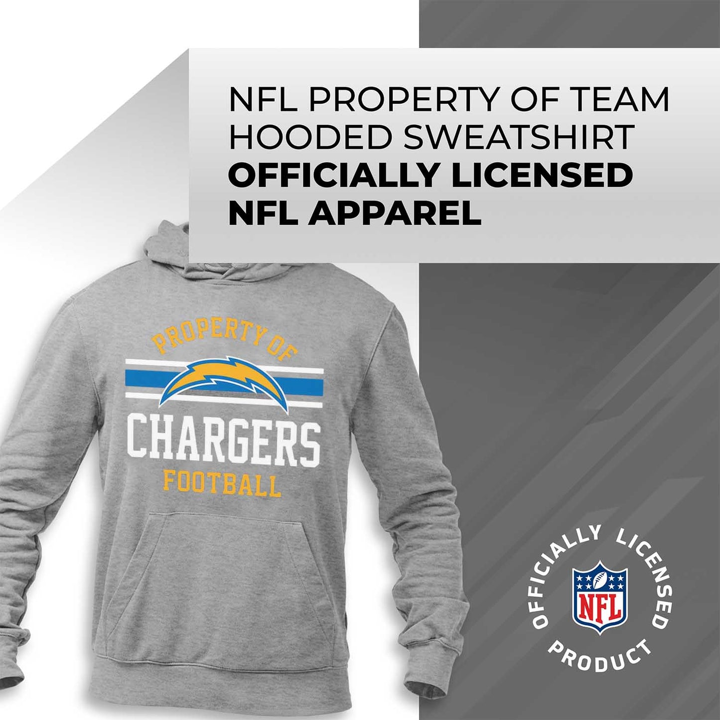 Los Angeles Chargers NFL Adult Property Of Hooded Sweatshirt - Sport Gray