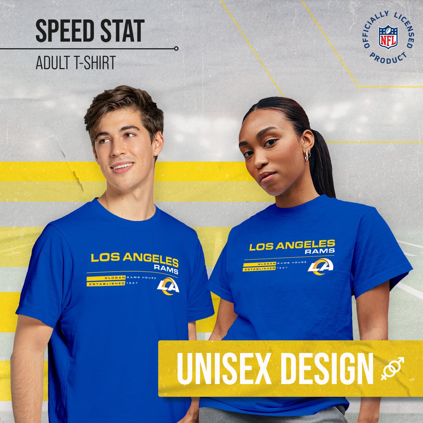 Los Angeles Rams Adult NFL Speed Stat Sheet T-Shirt - Royal