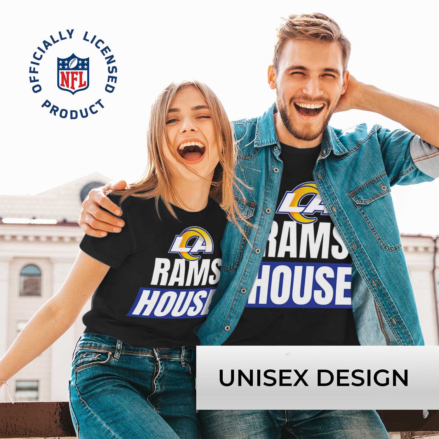 Los Angeles Rams NFL Adult Team Slogan Unisex T-Shirt - Black
