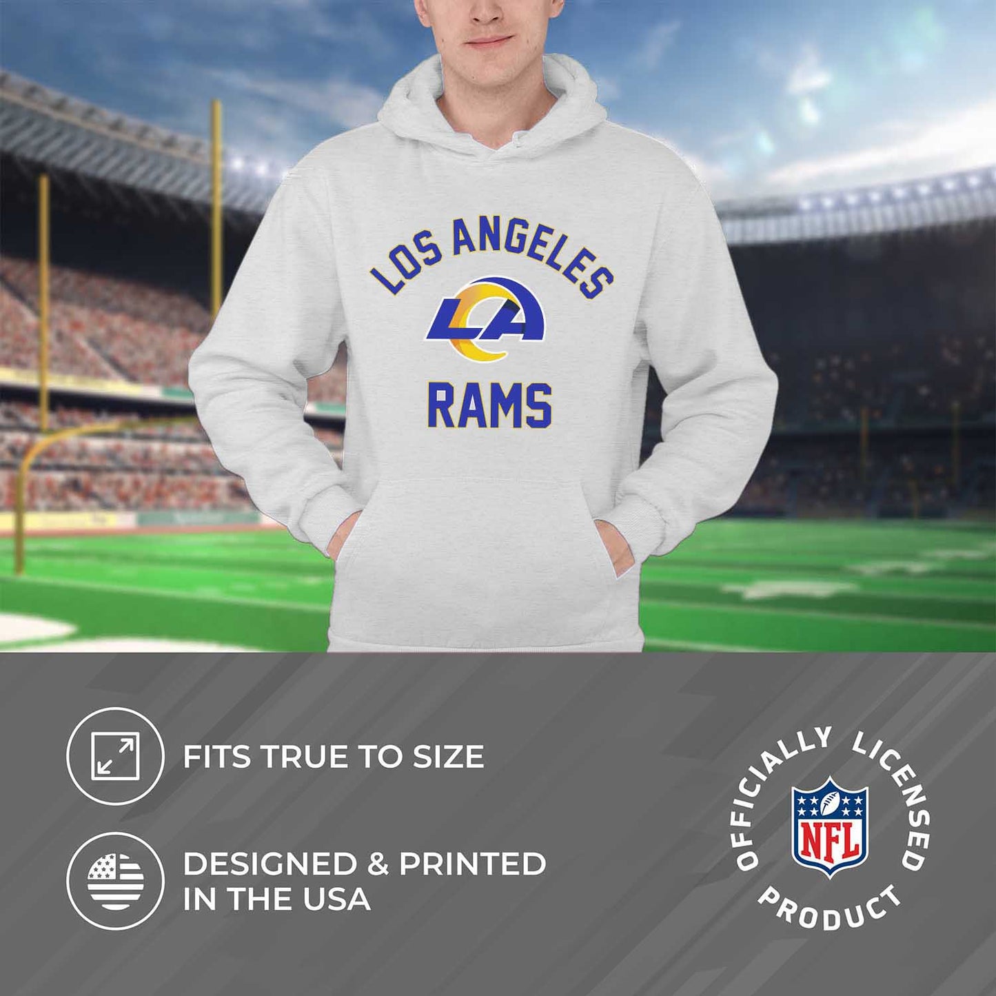 Los Angeles Rams NFL Adult Gameday Hooded Sweatshirt - Sport Gray